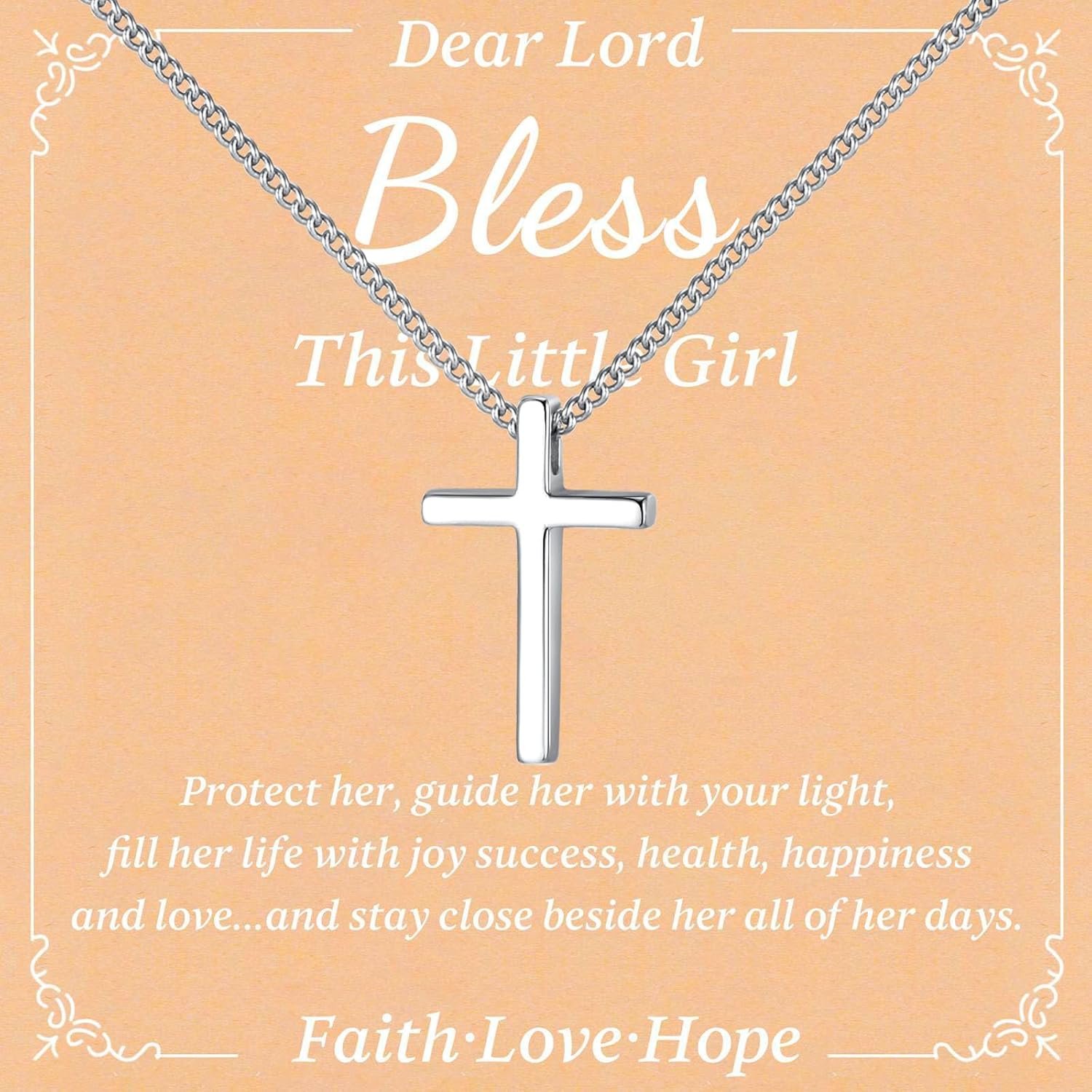 925 Sterling Silver Small Cross Necklace for Girls – Mini Faith Cross Chain Necklaces for Kids, 2026 Graduation Gifts, Small Dainty Pendant Jewelry Gifts for Teenager, Confirmation First Communion Baptism Birthday