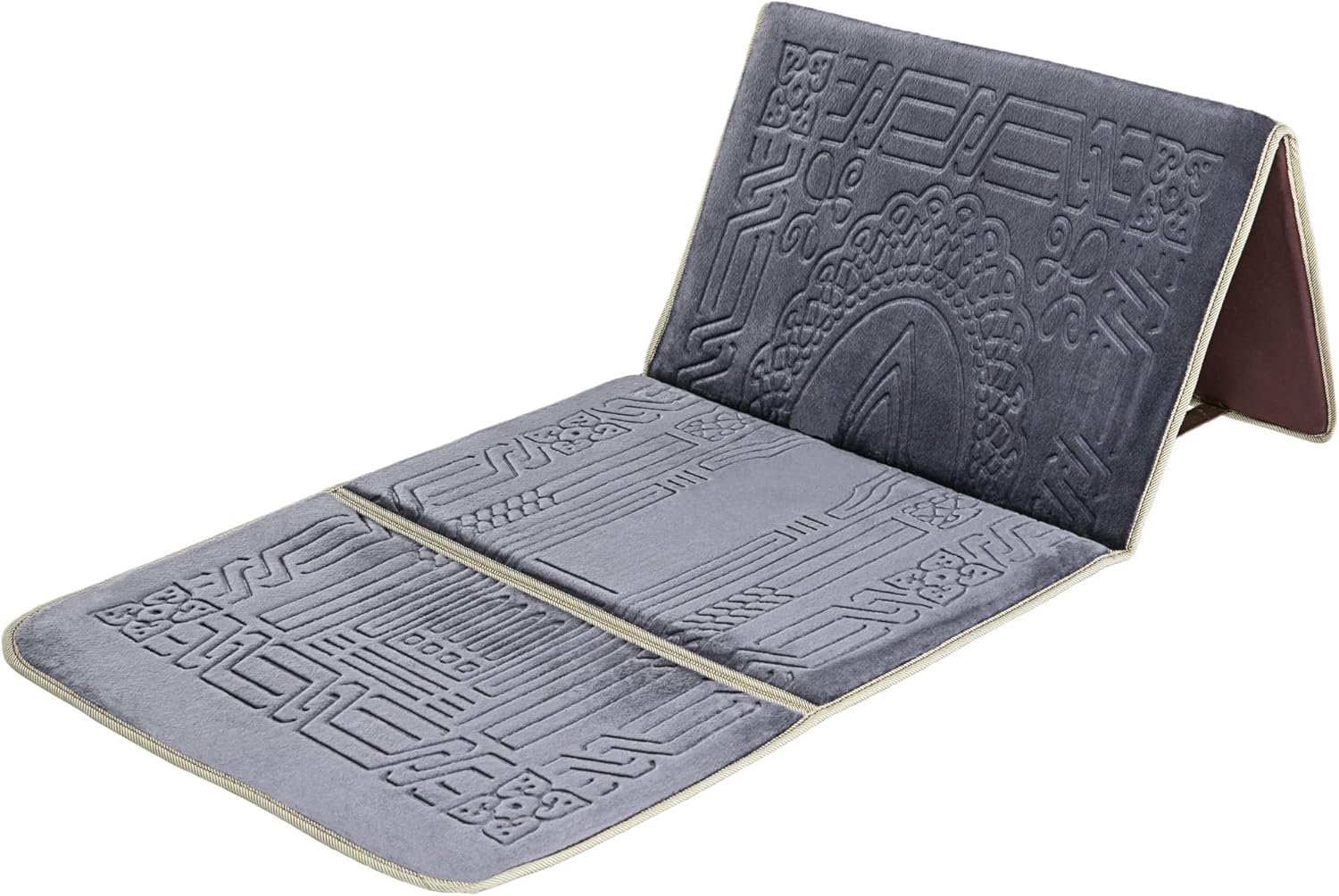 Prayer Rug with Back Support/Foldable Meditation Floor Chair & Carrying Pocket (Gray)
