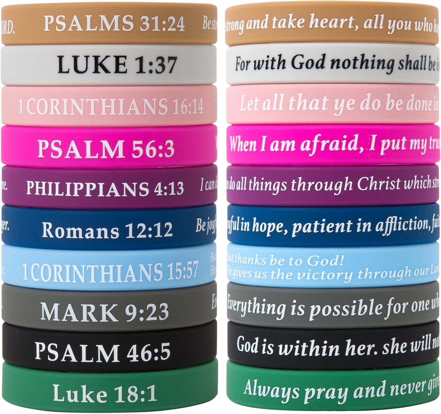 QEERBSIN Bible Verses Bracelets Motivational Christian Rubber Bracelets Faith Hope Wristbands Bracelets for Men Women Teens