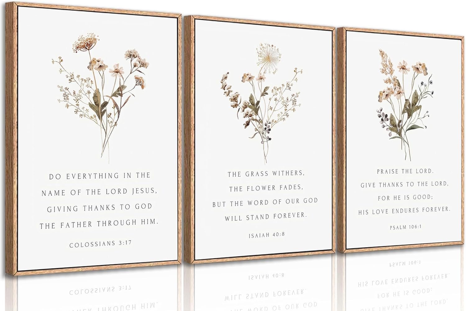 Wildflower Bible Floral Canvas Wall Art Christian Verses Floral Paintings Pictures Wall Decor Botanical Scripture Room Posters Prints for Bedroom Living Room Office Christian Scene Home Decorate
