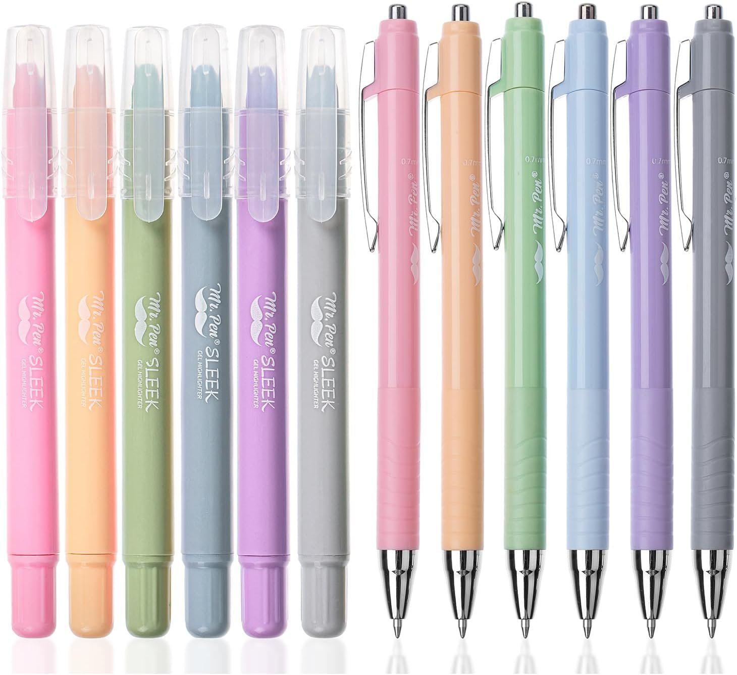 Mr. Pen- Bible Highlighters and Pens No Bleed, 12 Pack, Bible-Safe Gel Highlighters with Colored Ink Pens, Fast-Drying, Smooth Writing for Journaling, Note-Taking, Planning & Studying