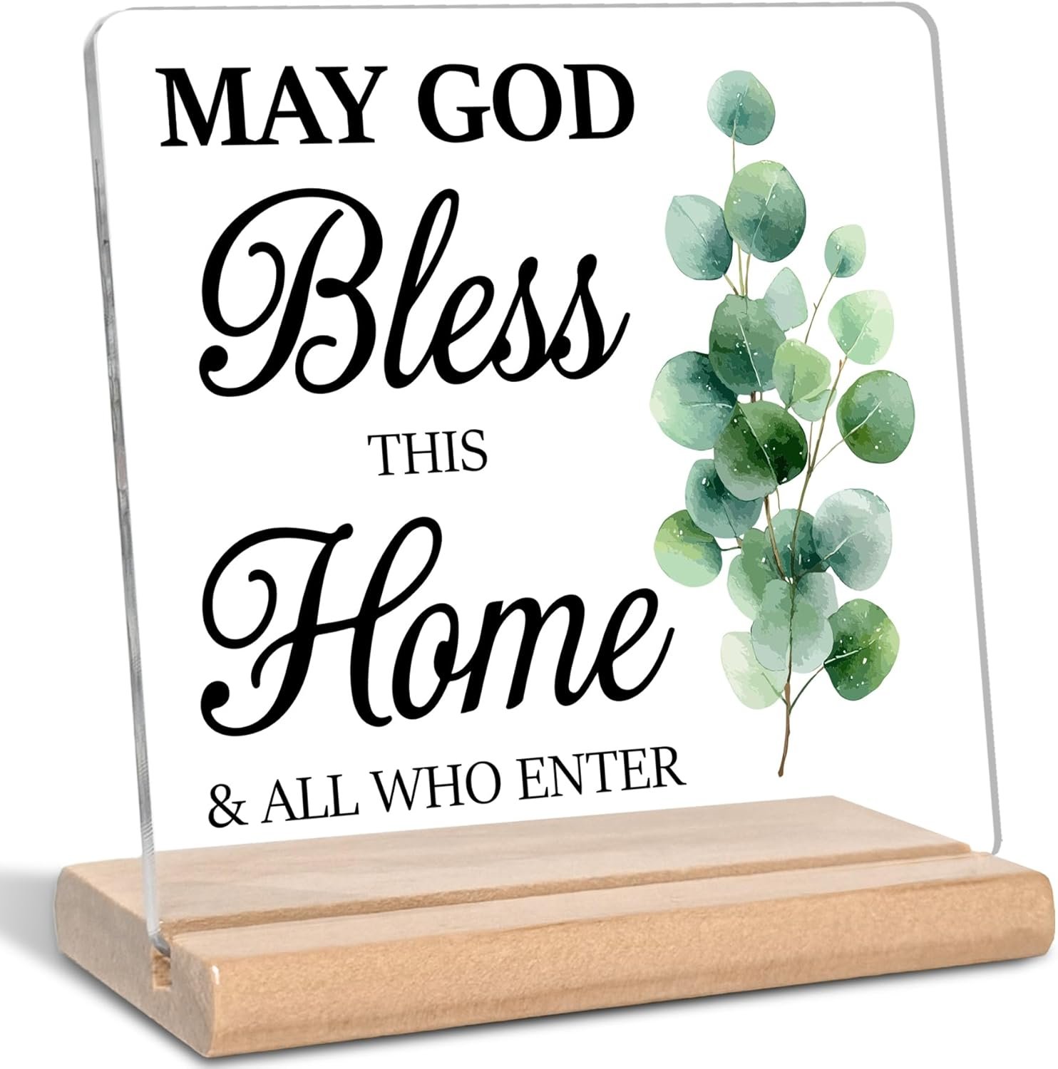 Christian Gifts for Women Men, My God Bless This Home & All Who Enter Acrylic Plaque Sign, House Gifts for Friends, Family Coworkers, Home Desk Decor Sign