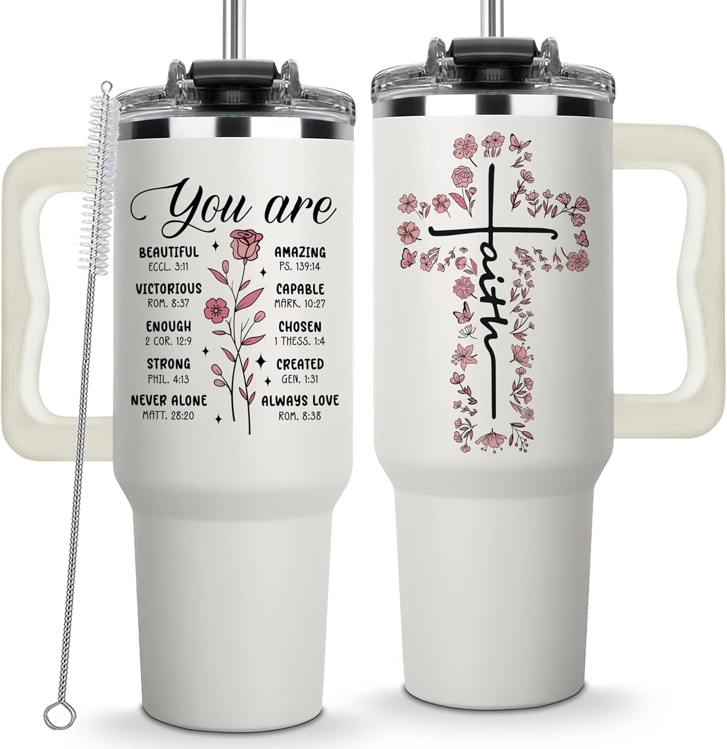 Christian Tumbler 40Oz, Religious Faith Bible Verse Cup, Christian Gifts for Women, Mom, Inspirational Spiritual Jesus Tumblers, Godly Coffee Cups, Biblical-Based Birthday Ideas