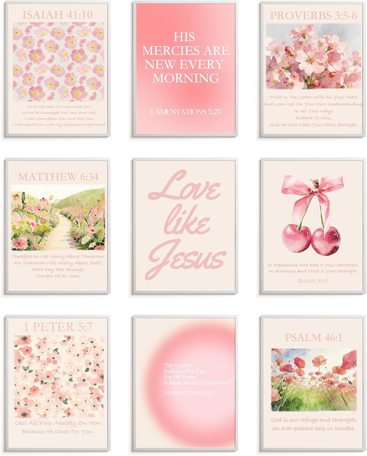 KOVIEL Set of 9 Bible Verse Wall Art 11×14, Christian Scripture Prints for Home, Inspirational Quotes Decor for Living Room, Office, Gift for Women, Mom No Frames Included