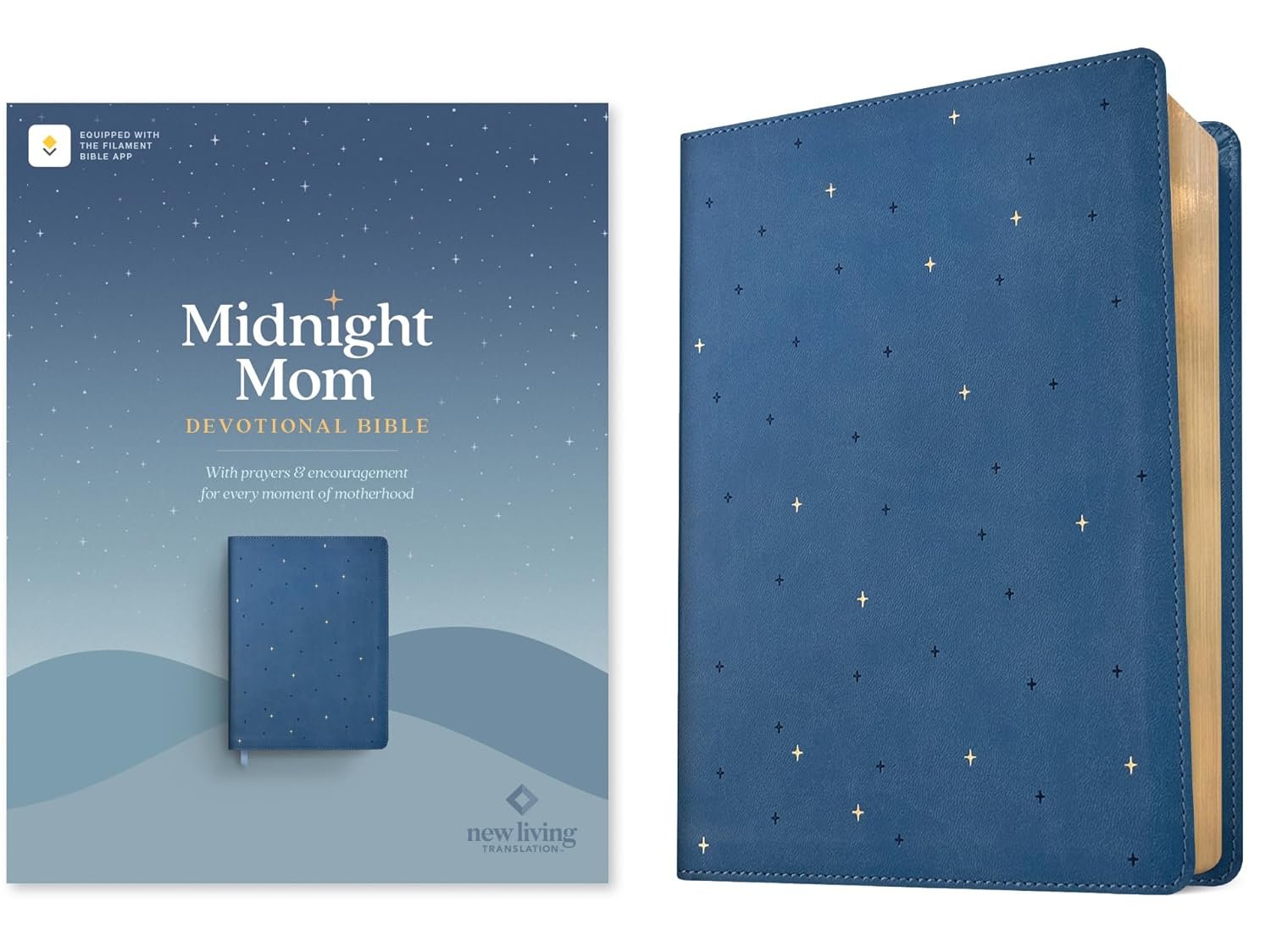 NLT Midnight Mom Devotional Bible (LeatherLike, Starlit Navy, Red Letter, Filament Enabled): With Prayers and Encouragement for Every Moment of Motherhood