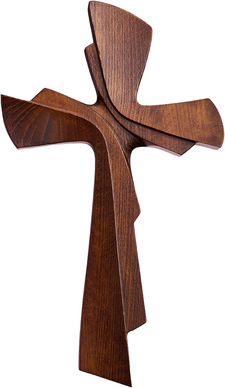 BGCarvedGrace Wooden Wall Cross Decor, Handcrafted Rustic Brown Religious Hanging Cross, Christian Home Wall Art Decoration(6 Inch)