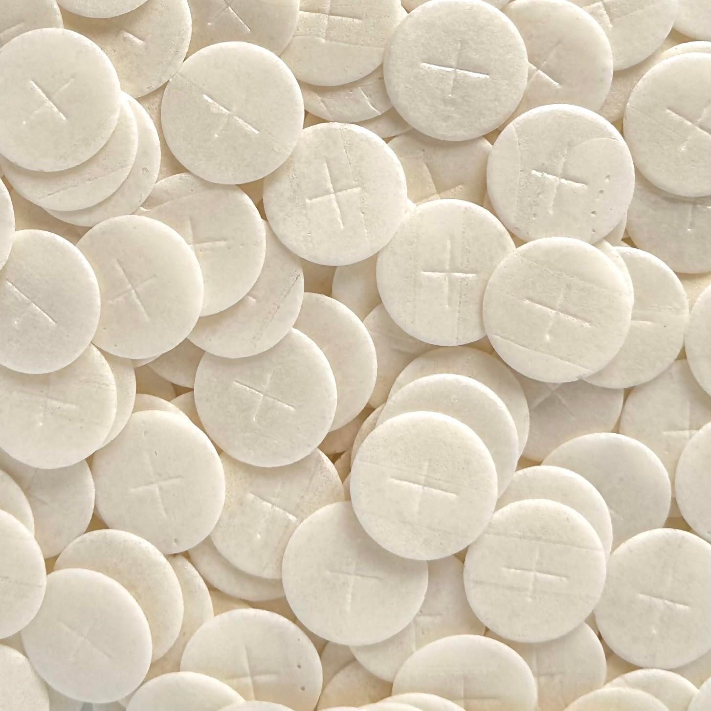 Altar Bread 1 3/8″ White Cross Design Bag of 250 Communion Hosts