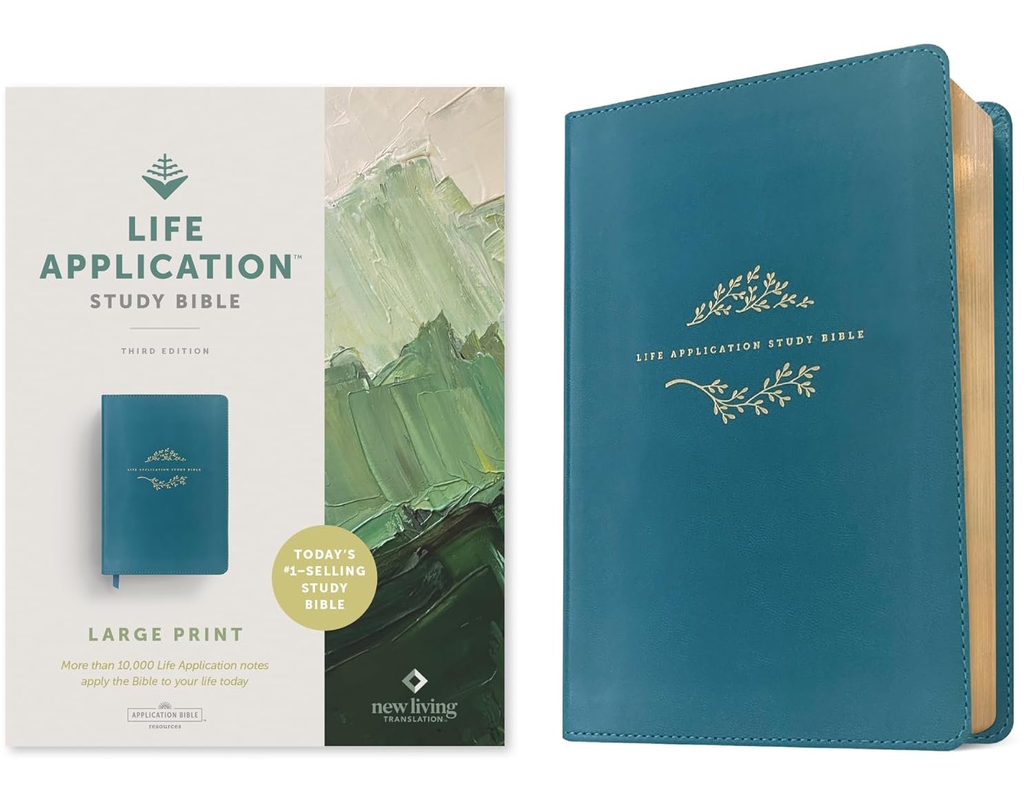 Tyndale NLT Life Application Study Bible, Third Edition, Large Print (LeatherLike, Teal Blue, Red Letter) – New Living Translation Bible, Large Print Study Bible for Enhanced Readability