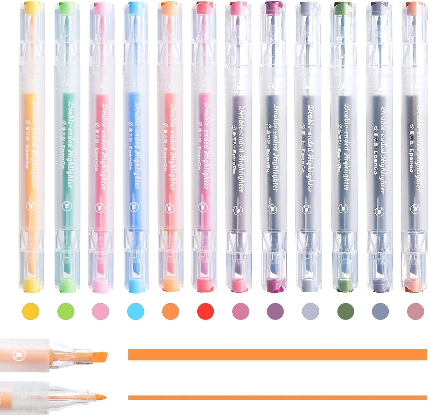 Bible Highlighters No Bleed, Double-Ended 12 Pack Assorted Pastel Colors Highlighter, Chisel and Fine Tips for School & Bible Study, Quick-Dry Pens for Note Taking, Journaling & Art