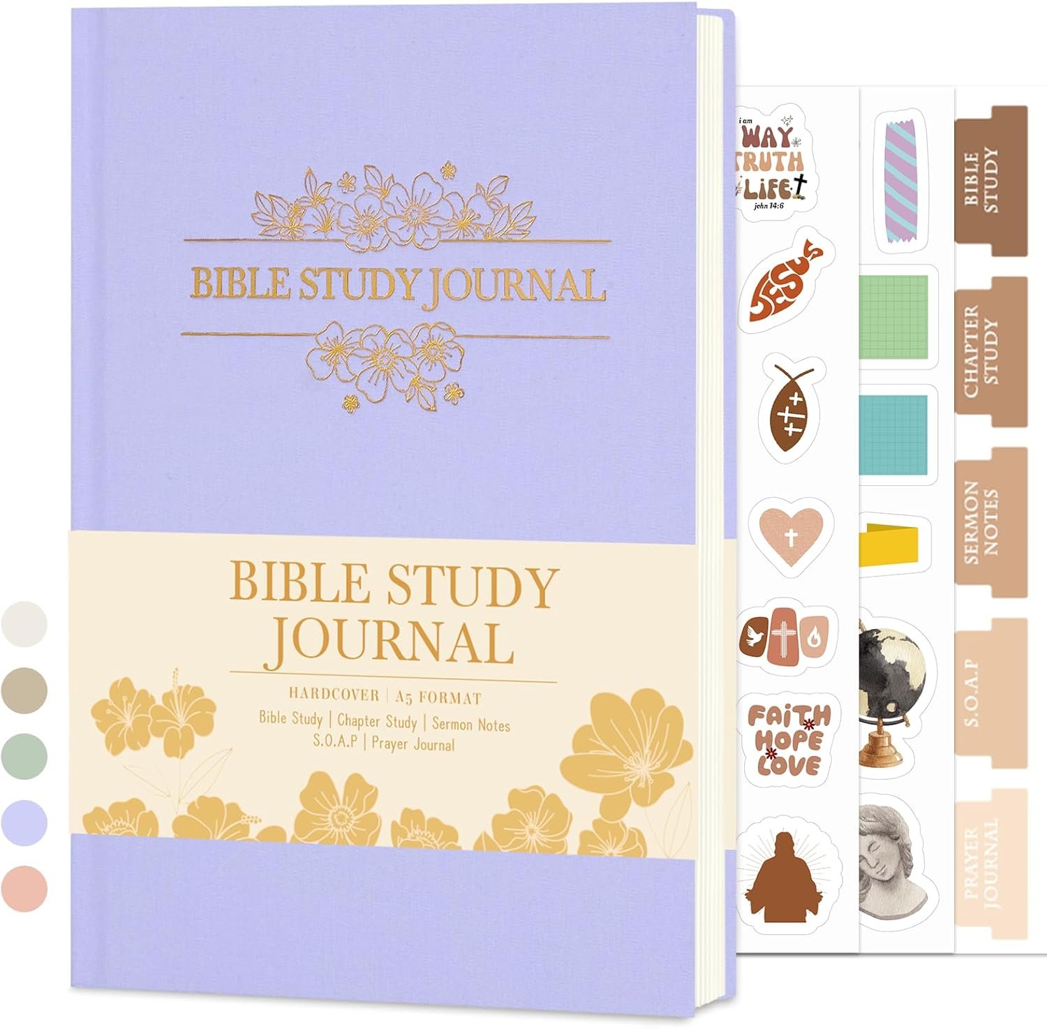 XKDOUS Bible Study Journal Church Notes Journal, Bible Study Supplies Bible Notebooks for Note Taking Reflection Prayer, 8.6’’ Guided Bible Study Notebook for Women, Linen Purple