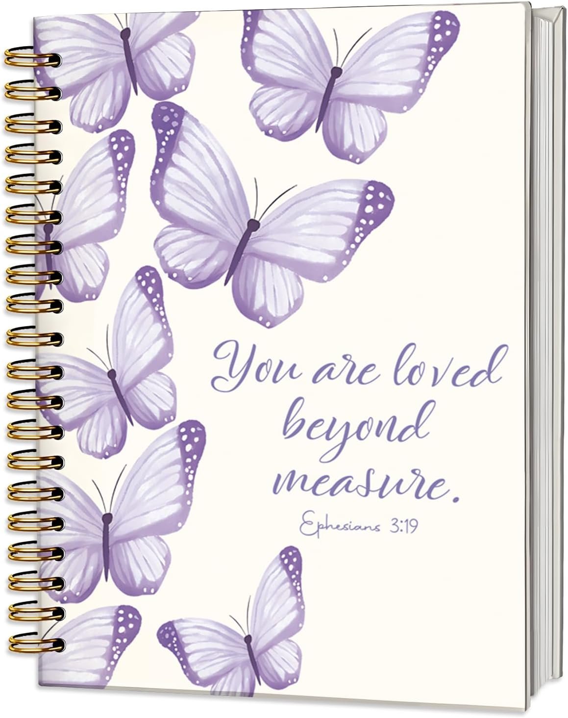 ICEWHITEY Bible Study Journal for Teen Girls,Purple Butterfly Christian Gifts for Women, Bible Study Notebook Prayer Journal for Kids,Cute Purple Butterfly School Spiral Notebooks Supplies,5.5×8.3 in
