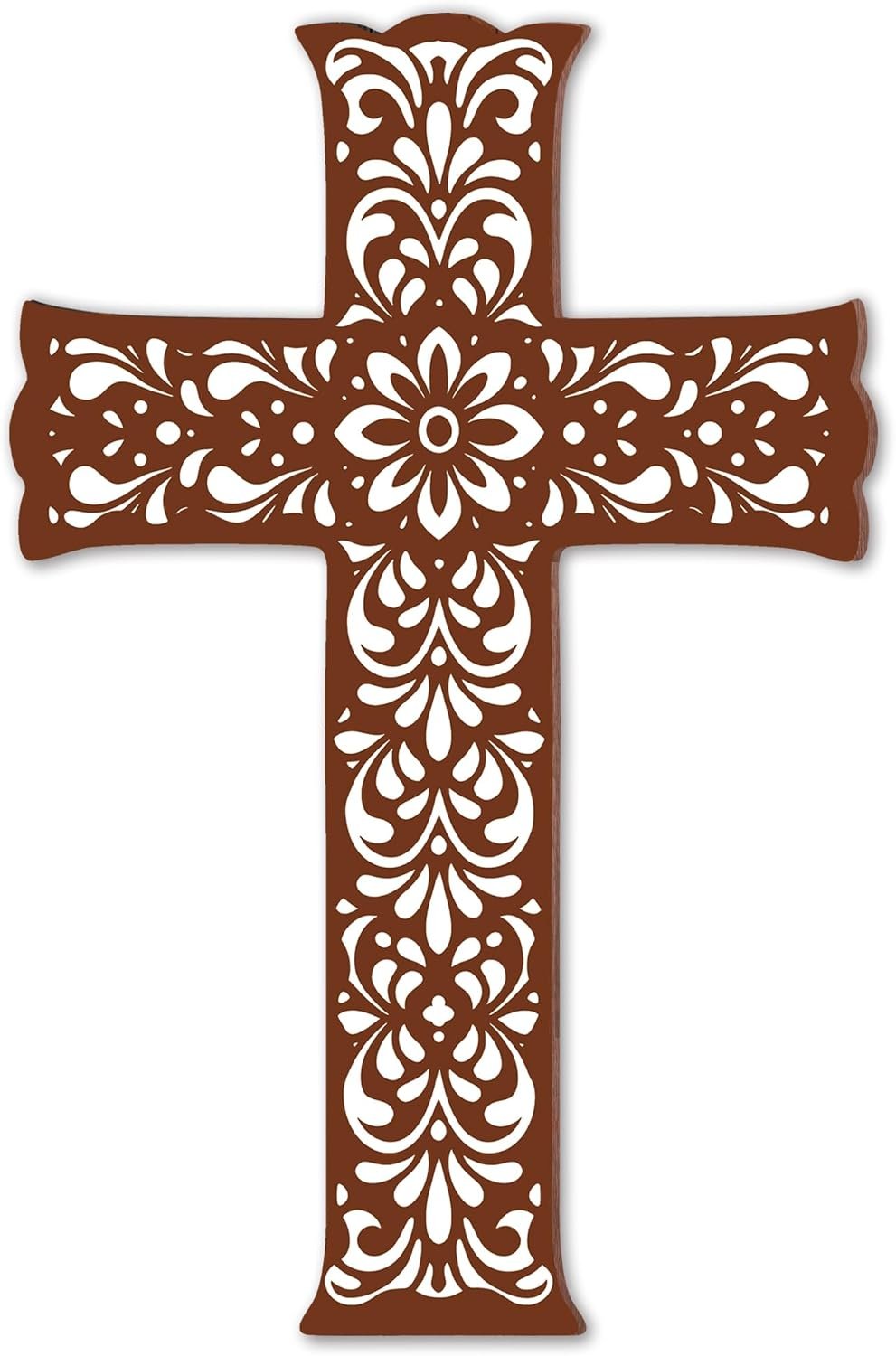 TNVDFNBR Wooden Cross Wall Hanging Decor, Antique Religious Cross Wooden Home Decorations, for Church Home Office Baptism Gift for Christian (6.5×10 Inches)