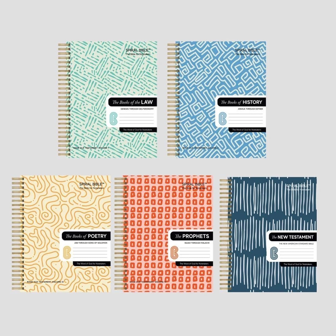 Spiral Bible® NASB Complete Bundle (Hardcover) | New American Standard Bible 2020 | 5 Volume Journaling Set | Spiral Bound, Wide Margin, Lay Flat Bibles for Note Taking
