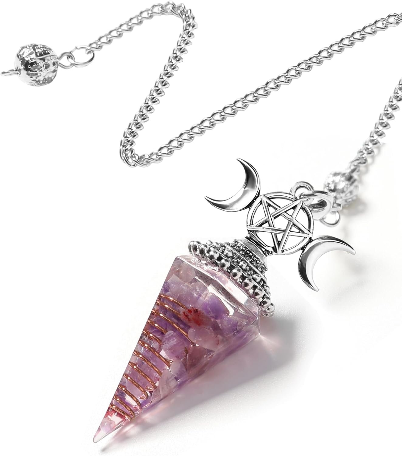 RENEMEGO Amethyst Crystal Pendulum – Pendulos De Energia, Witchcraft Supplies for Divination, Wiccan Supplies and Tools, Spiritual Pointed Crystals for Altar Reiki Energy Balancing Chakra Meditation