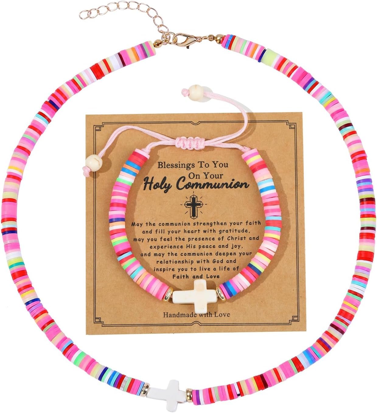 First Communion Cross Bracelet Necklace Baptism Confirmation Gifts for Teenage