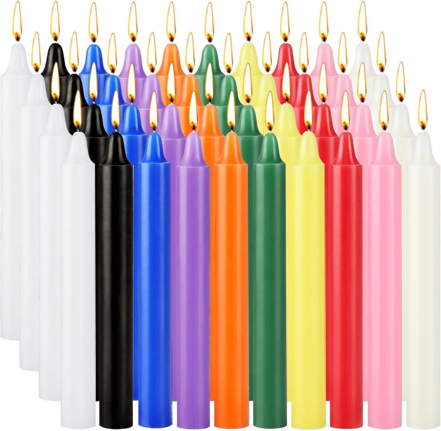 Spell Candles 40 Pack Bulk – 4 Inch Colored Mini Taper Candles for Rituals, Witchcraft & Wiccan Altar, Unscented Candles Compatible with Chime Holders, Prayer, Meditation, Birthday Decor