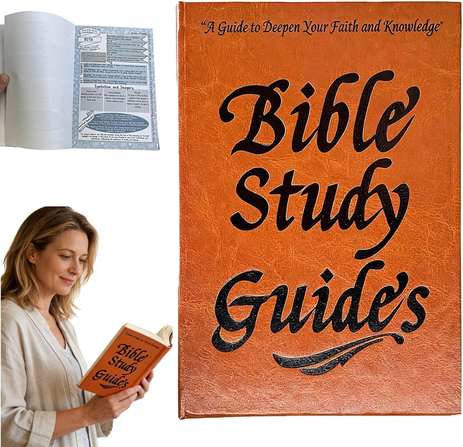 66-Page Bible Study Guide & Journal PU Leather Easy to Read Bible Study Supplies for Beginners,Scripture Summaries Bibles Study Guide for Women with Daily Quotes & Prayer Reflections