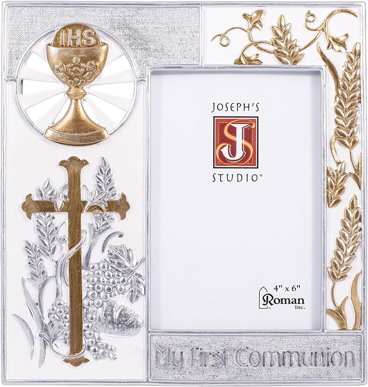 8″ Resin My First Communion Photo Frame with Gold and Silver Finish
