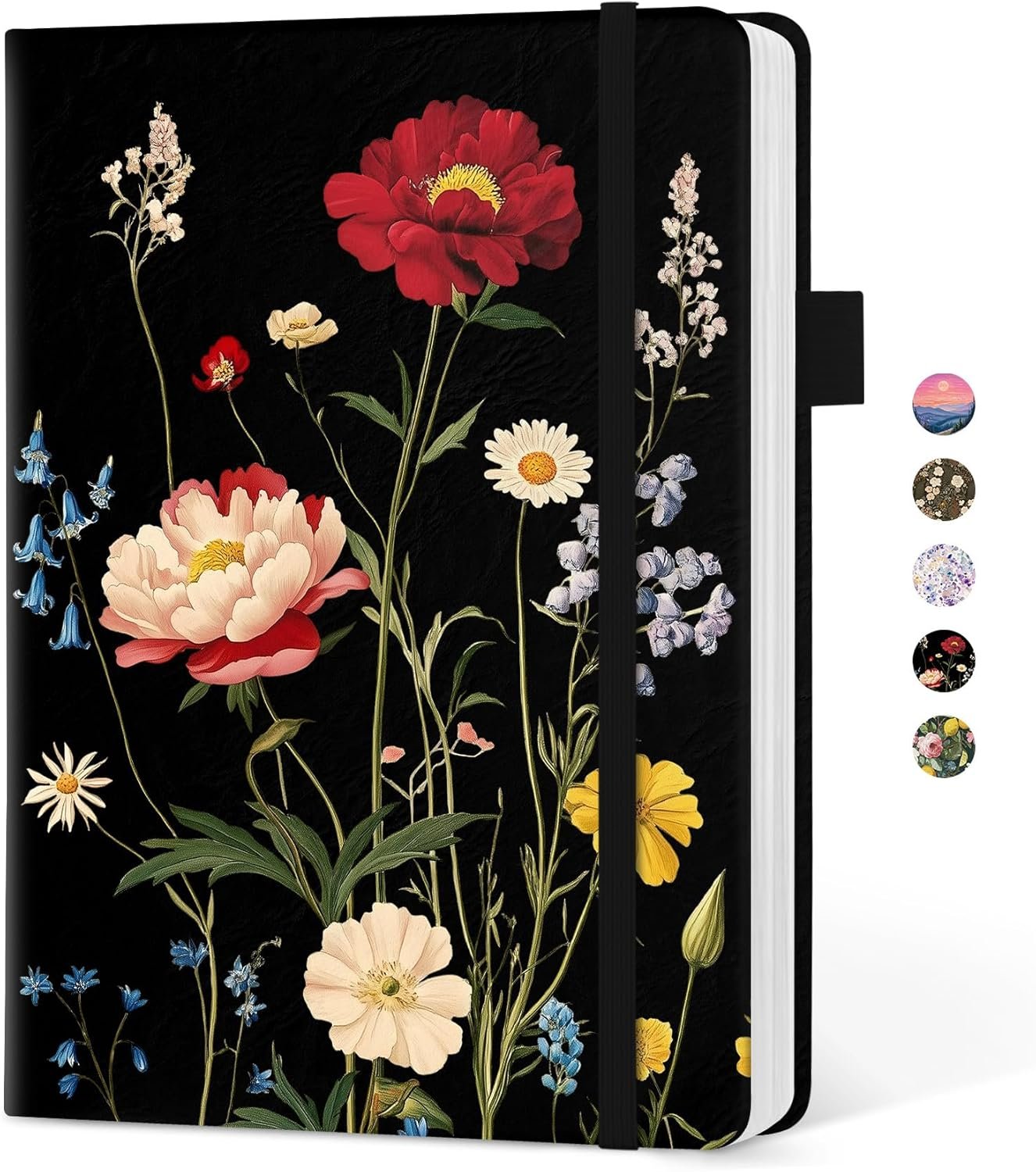 Taja Aesthetic Lined Journal for Women, Pretty 6″ x 8″ Notebook for Work & Note with 160 College Ruled Pages, Hardcover Leather Notebook for Journaling, Note Taking, Bible Study, Peony Bloom
