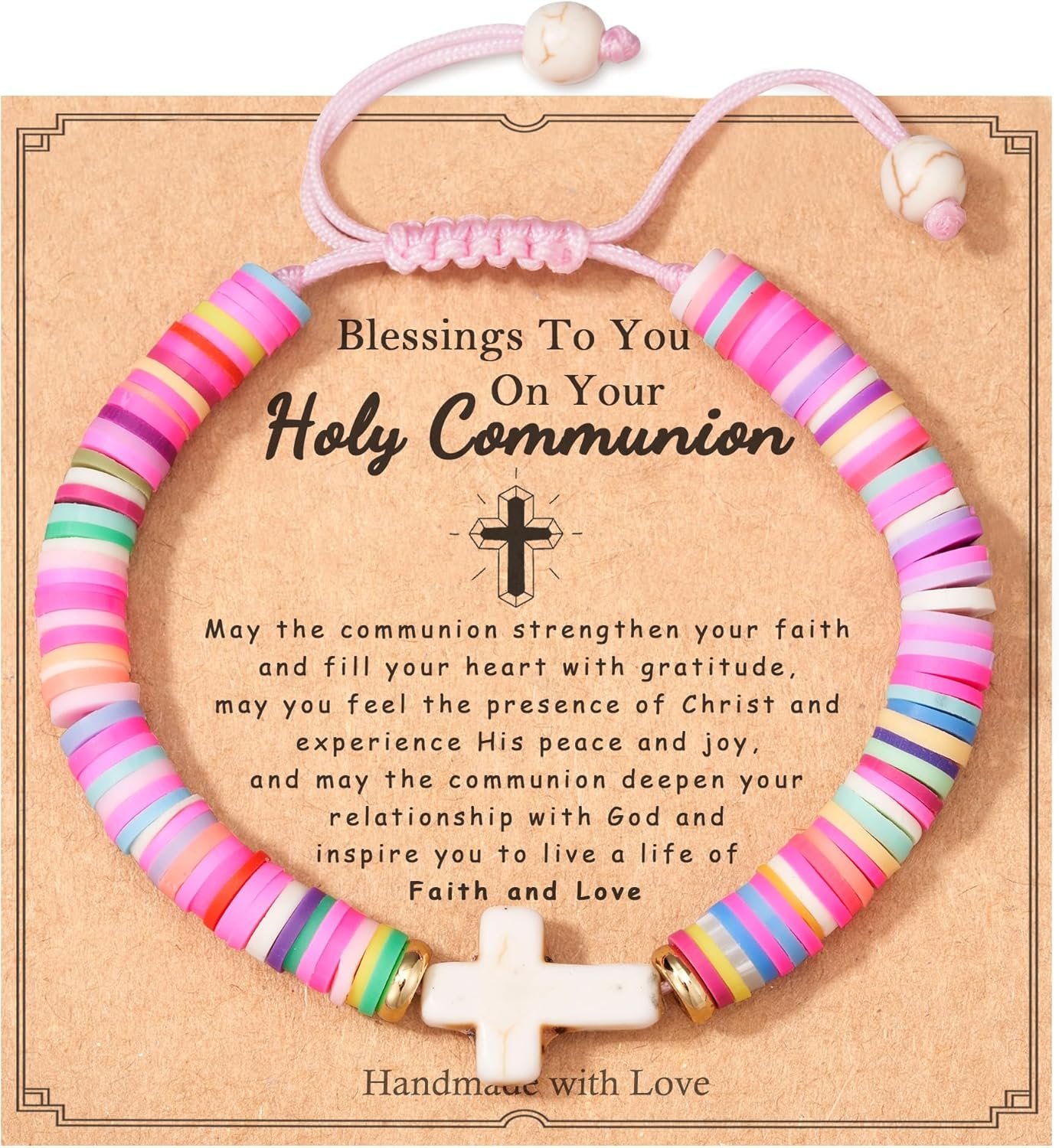 Shonyin Adjustable Cross Bracelet for Girls,Kindergarten Preschool Graduation First Communion Baptism Easter Confirmation Gifts for Girls