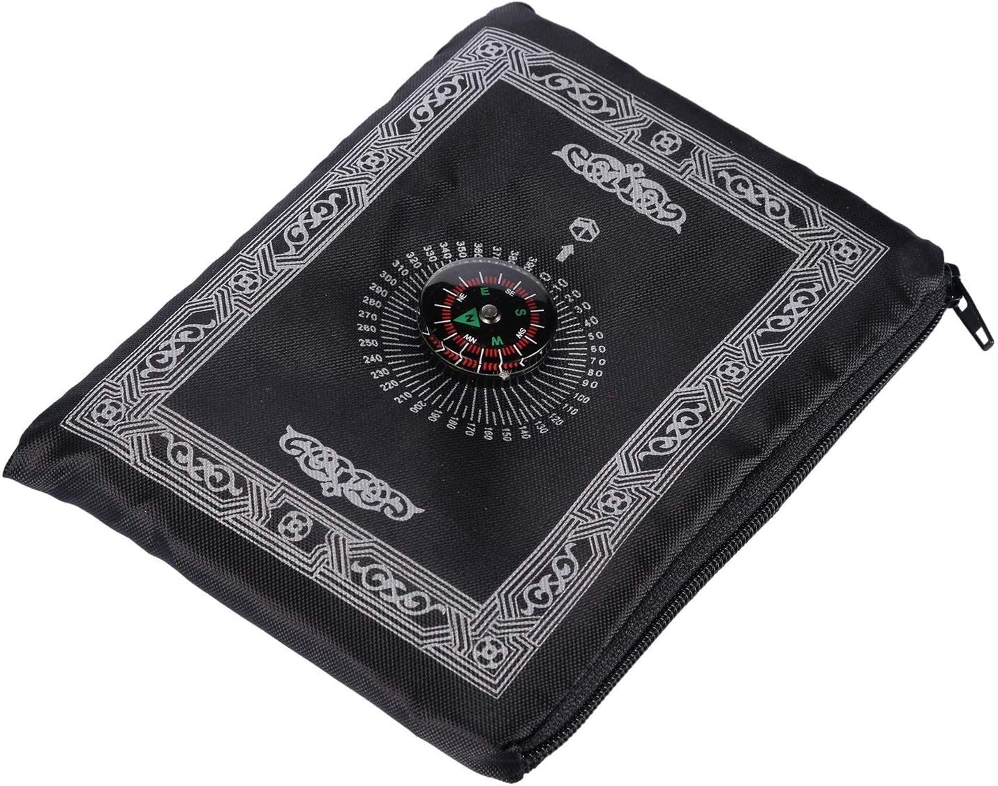 Travel Prayer Mat, 60cm*100cm Praying Rug, Portable Polyester Prayer Rug with Compass, Islamic Waterproof Prayer Mat, Musilm Prayer Mat, for Ramadan Gifts, Islamic Prayer (Black)