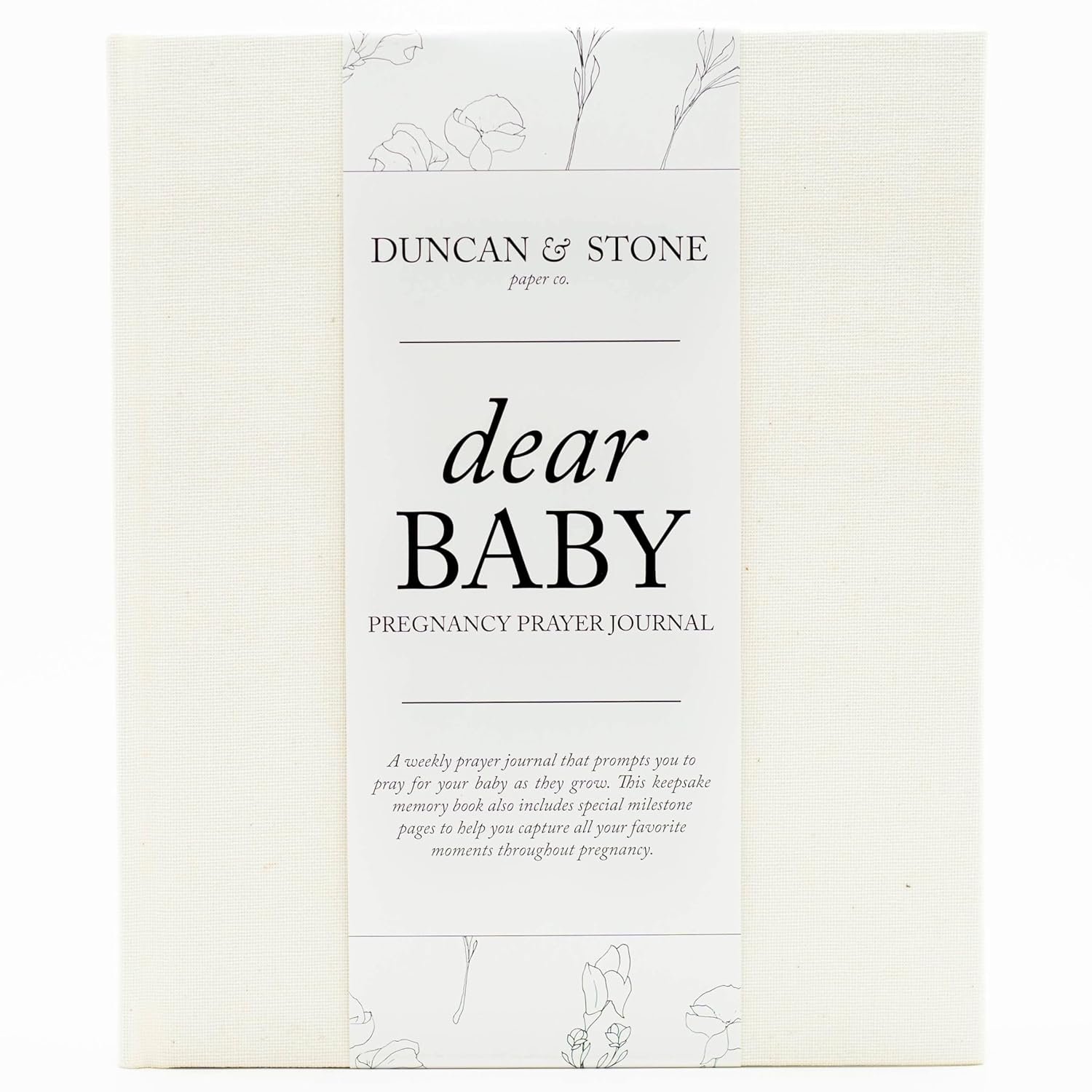 Pregnancy Prayer Journal – Christian Pregnancy Journal For Milestones – Linen-Bound Baby Book Keepsake – Gifts For Expecting Moms (Ivory, 110 Pages)