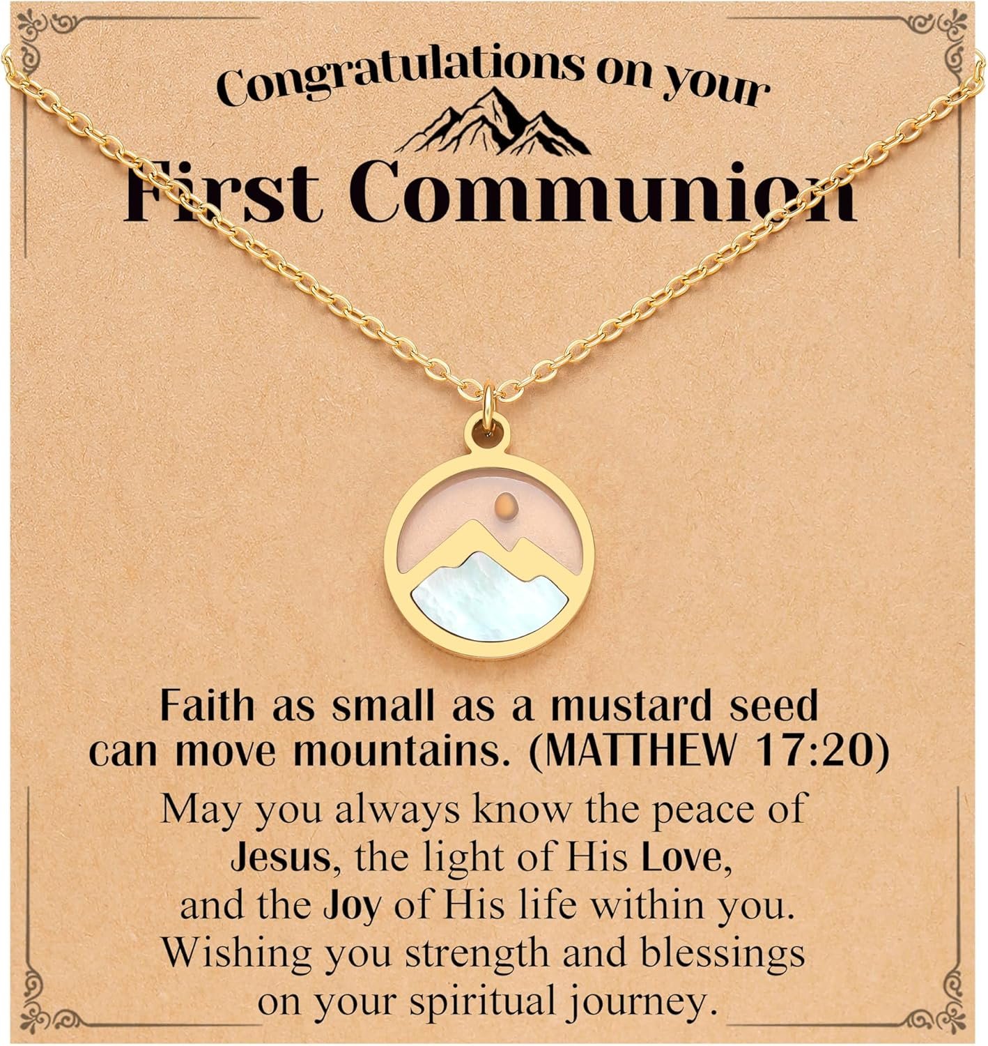 Eryuor Silver/Gold Mustard Seed Necklace Baptism Confirmation First Communion Catholic Christian Gifts for Teens Girls Women