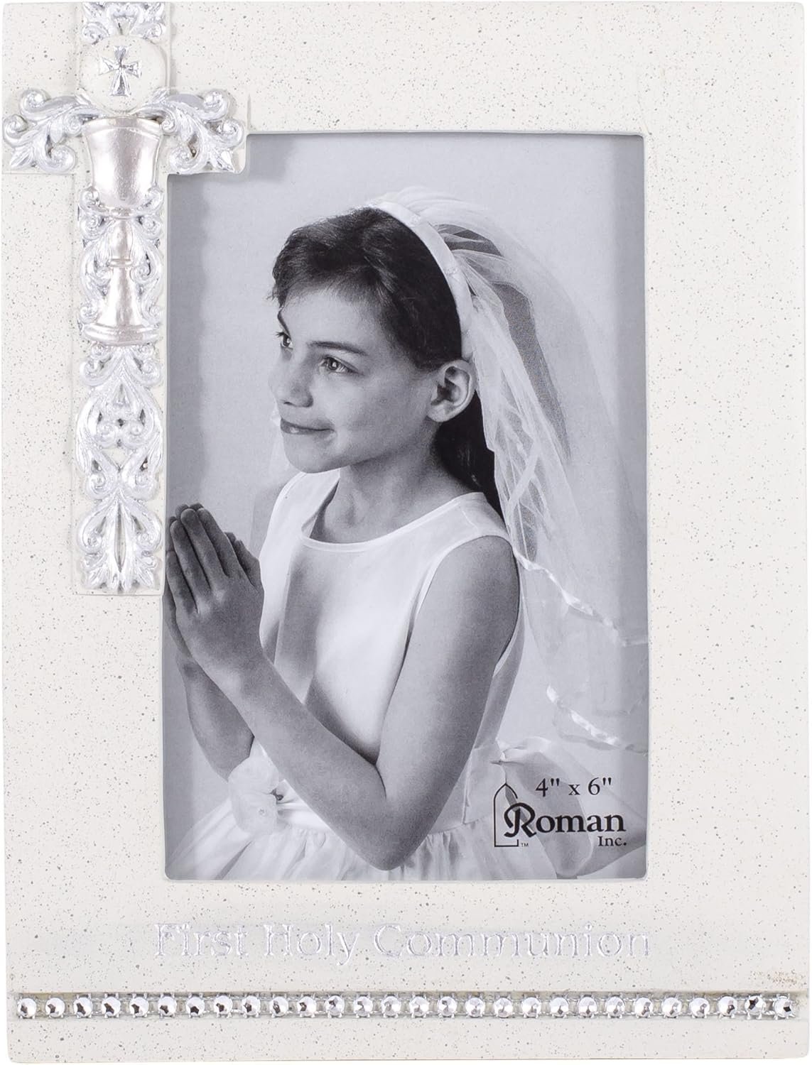 Roman Giftware Inc., Sacraments, First Communion, 8″ H Communion Frame 4×6 Silver,Religious, Inspirational, Durable (6x1x7)