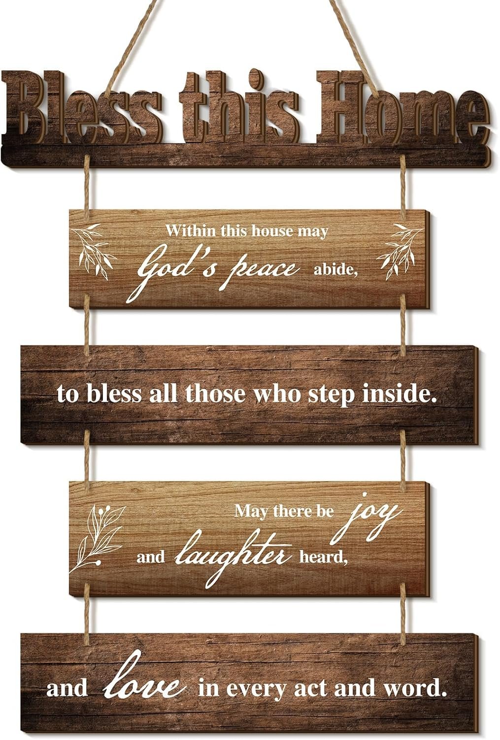 Xuhal Bless This Home Wall Decor Blessed Hanging Sign Farmhouse Blessing Plaque for Home Living Room Kitchen Decor Church Wall Decoration House Warming Gift for Family Friend(Brown)