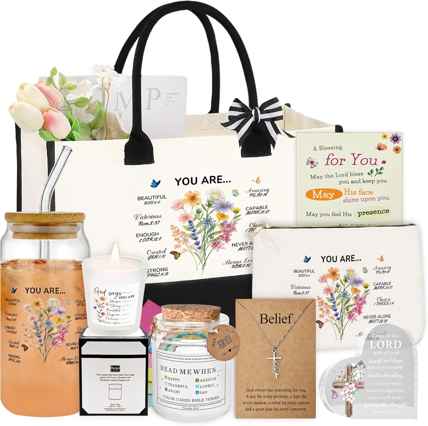 Christian Religious Gifts for Women, Valentines Mothers Day Birthday Graduation Gifts for Women, Best Friend Sister Mom Christmas Easter Friendship Faith Ideal Present with Bible Verses Jar