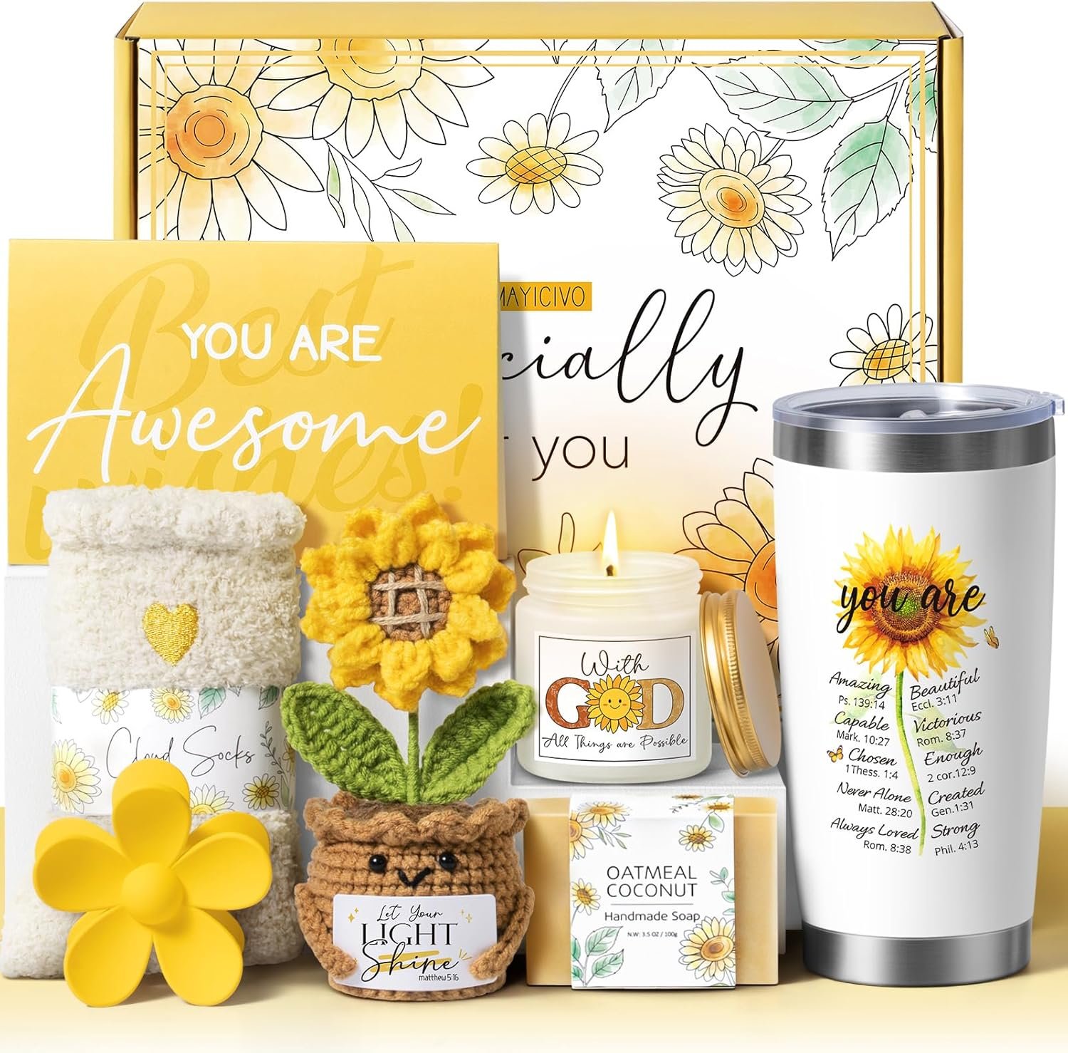 Christian Gifts for Women Faith, Religious Inspirational Gifts for Catholic Women, Sunflower Spiritual Faith Based Gift Easter Birthday Gift for Women Wife Girlfriend Her Mom Sister Grandma Coworker