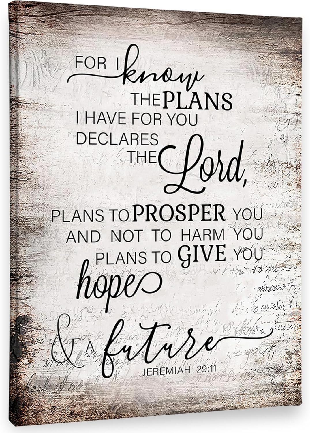 PHAMTE Jeremiah 29 11 Wall Art, Christian Jeremiah 29:11 For I Know The Plans I Have For You Wall Art, Bible Verse Scripture Print Framed Canvas Painting Christian Prayer Room Office Decor(11×14)