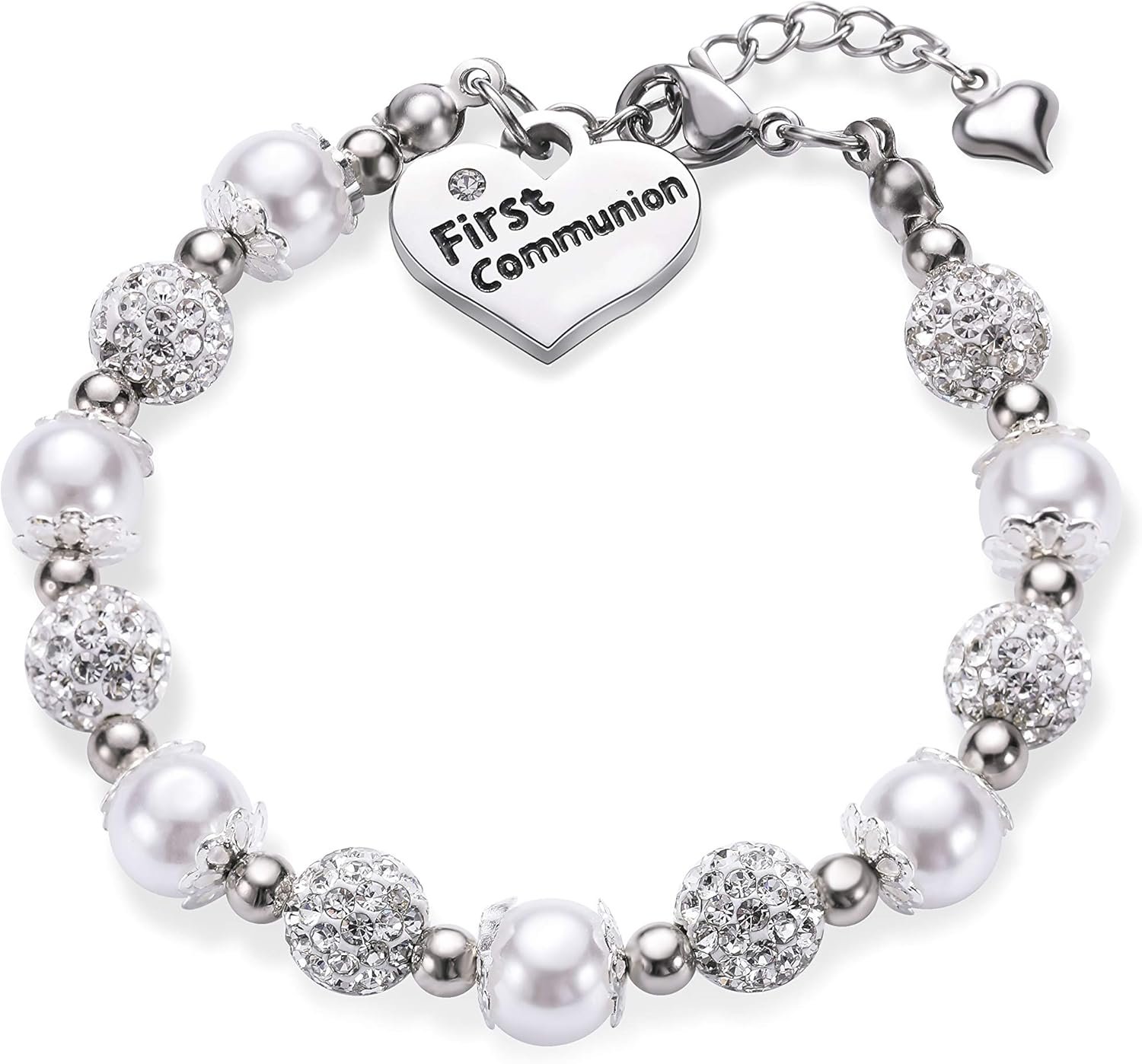 Vinjewelry First Communion Bracelet Girls Charm Baptism Gift Handmade Jewelry Gift for Girls