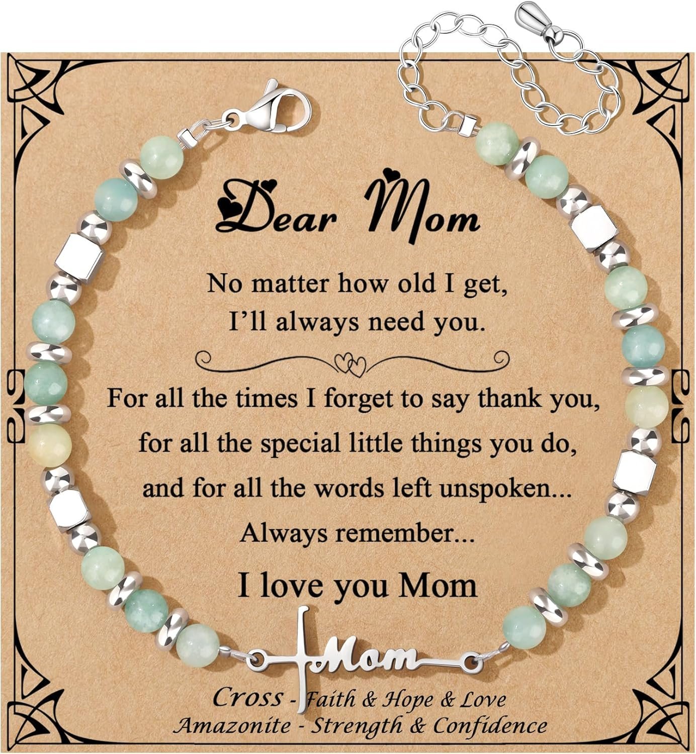 JoycuFF 𝗚𝗶𝗳𝘁𝘀 𝗳𝗼𝗿 𝗪𝗼𝗺𝗲𝗻 𝗙𝗮𝗶𝘁𝗵 𝗖𝗿𝗼𝘀𝘀 𝗕𝗿𝗮𝗰𝗲𝗹𝗲𝘁 Graduation Christmas Valentines Mothers Day Birthday Gifts for Women Her, Meaningful Amazonite Cross Bracelets for Women