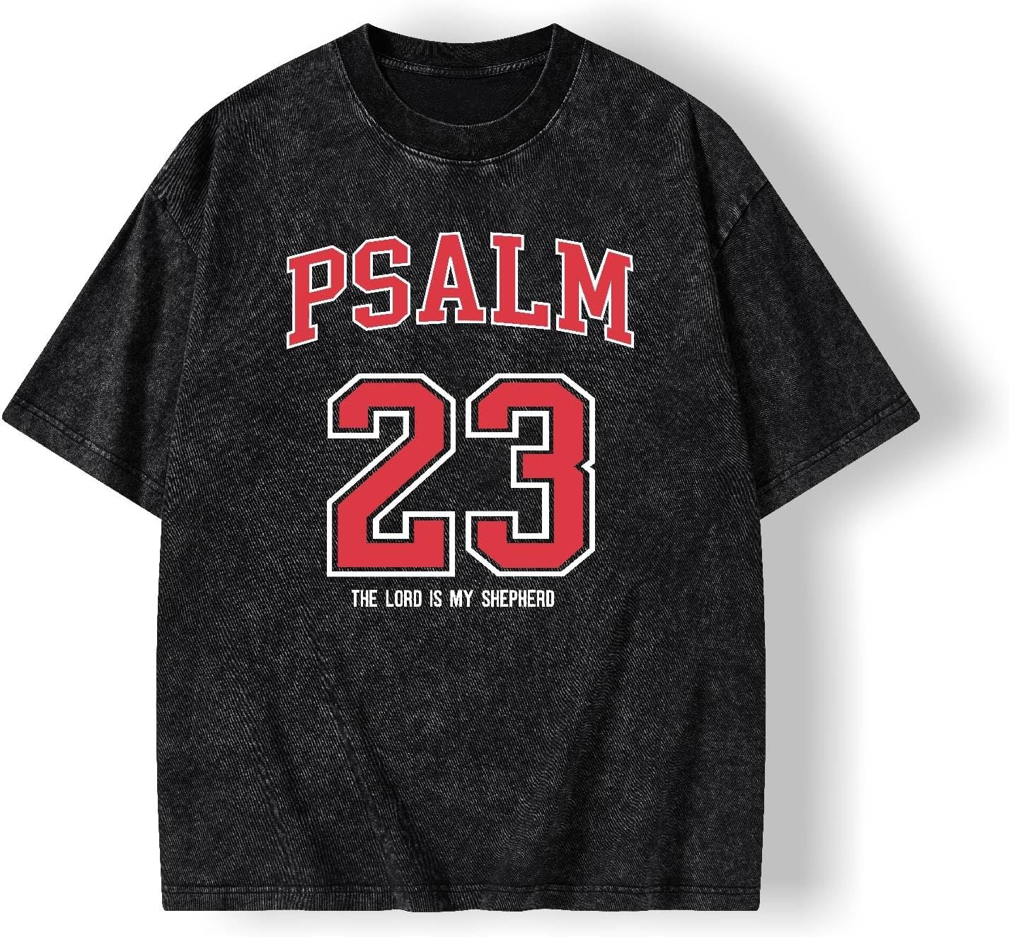 Graphic Tees Summer Women Men Cotton Novelty Oversized Crew Neck Psalm of Bible Christian Washed T-Shirt