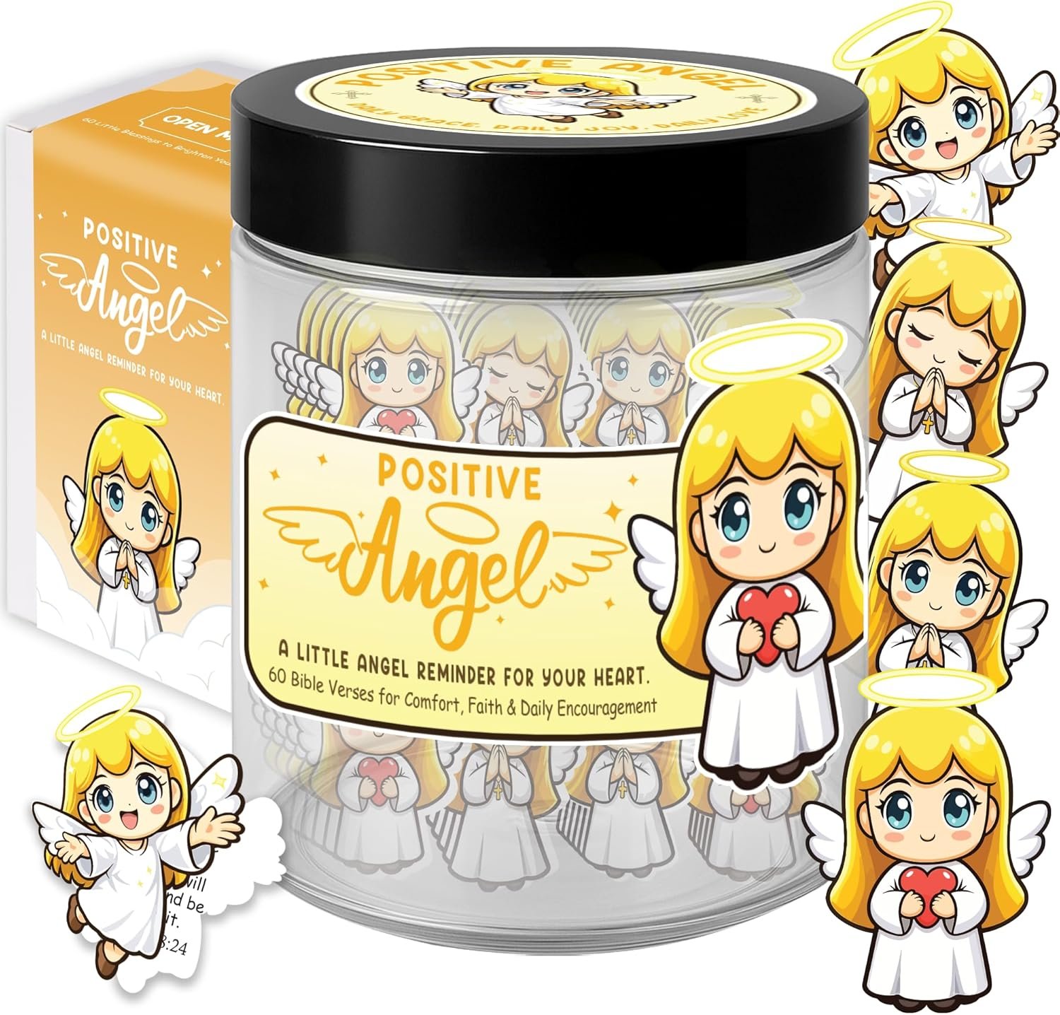 Positive Angel Jar, First Communion Gifts For Girls, Cute Christian Gifts for Teen Girls, Religious Easter Gift for Daughter, Granddaughter, Kids