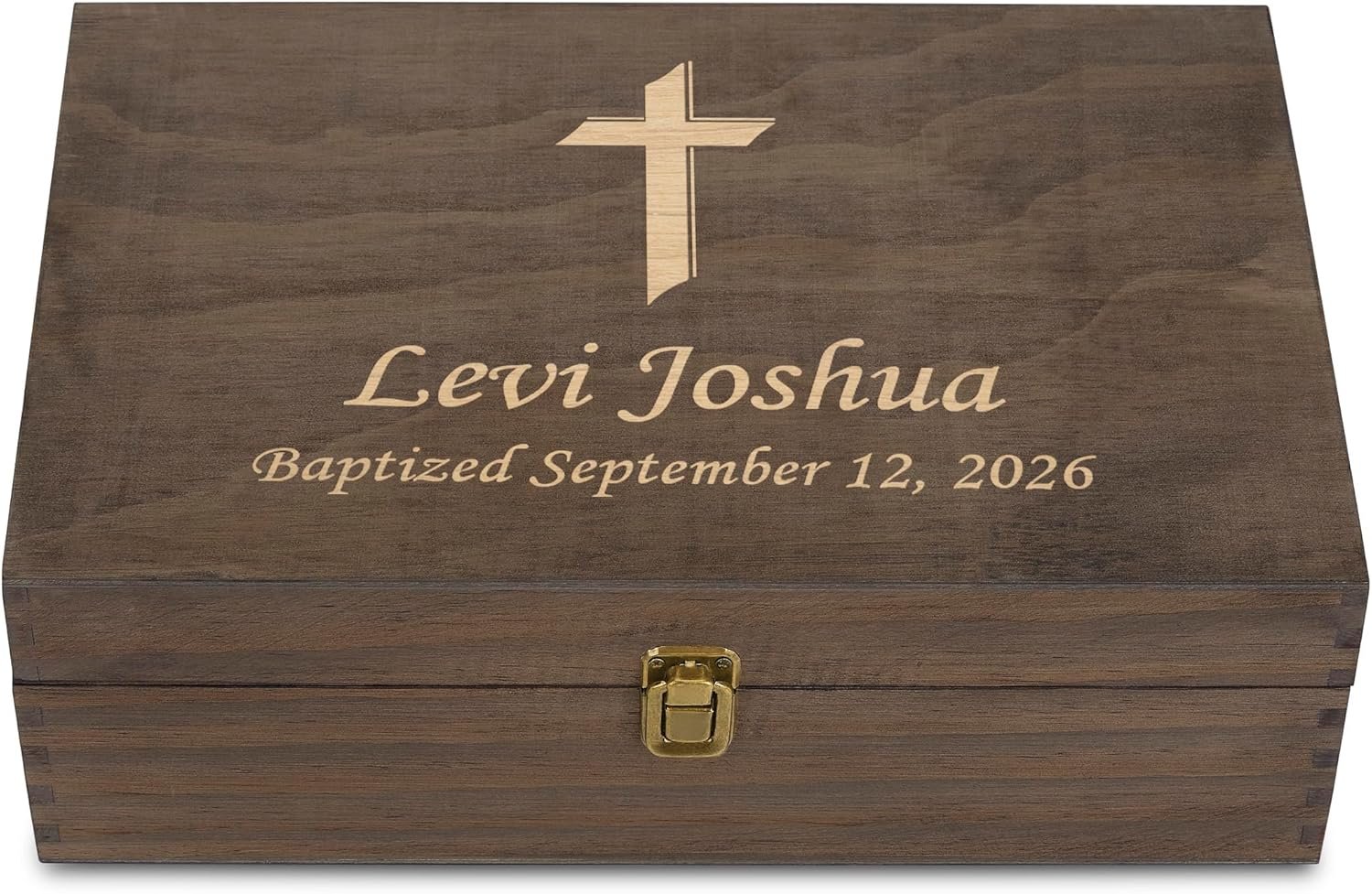 Personalized Memory Box for Keepsakes Baptism Gifts First Communion Christening Wooden Gift Box – Storage Box for Girls, Boys Custom Engraved Keepsake Boxes for Jewelry Memento Photos Storage