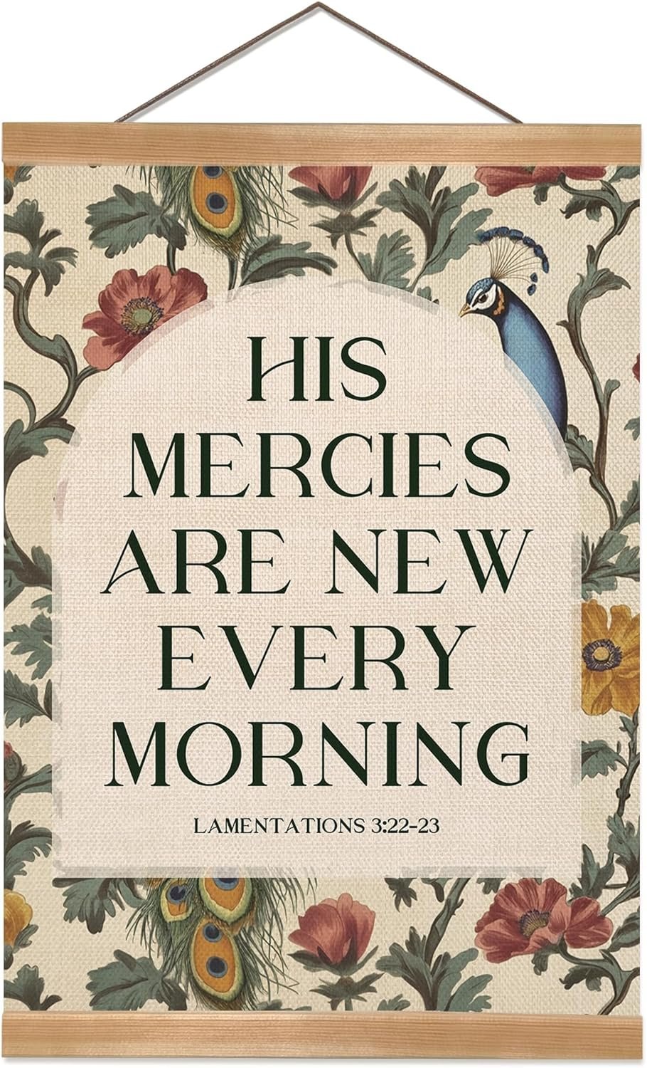 Christian Poster Wall Art Decor, Christian Bible Verse His Mercies are New Every Morning Boho Wall Art Framed Decor for Bedroom Living Room Office Nursery, 12x16inch