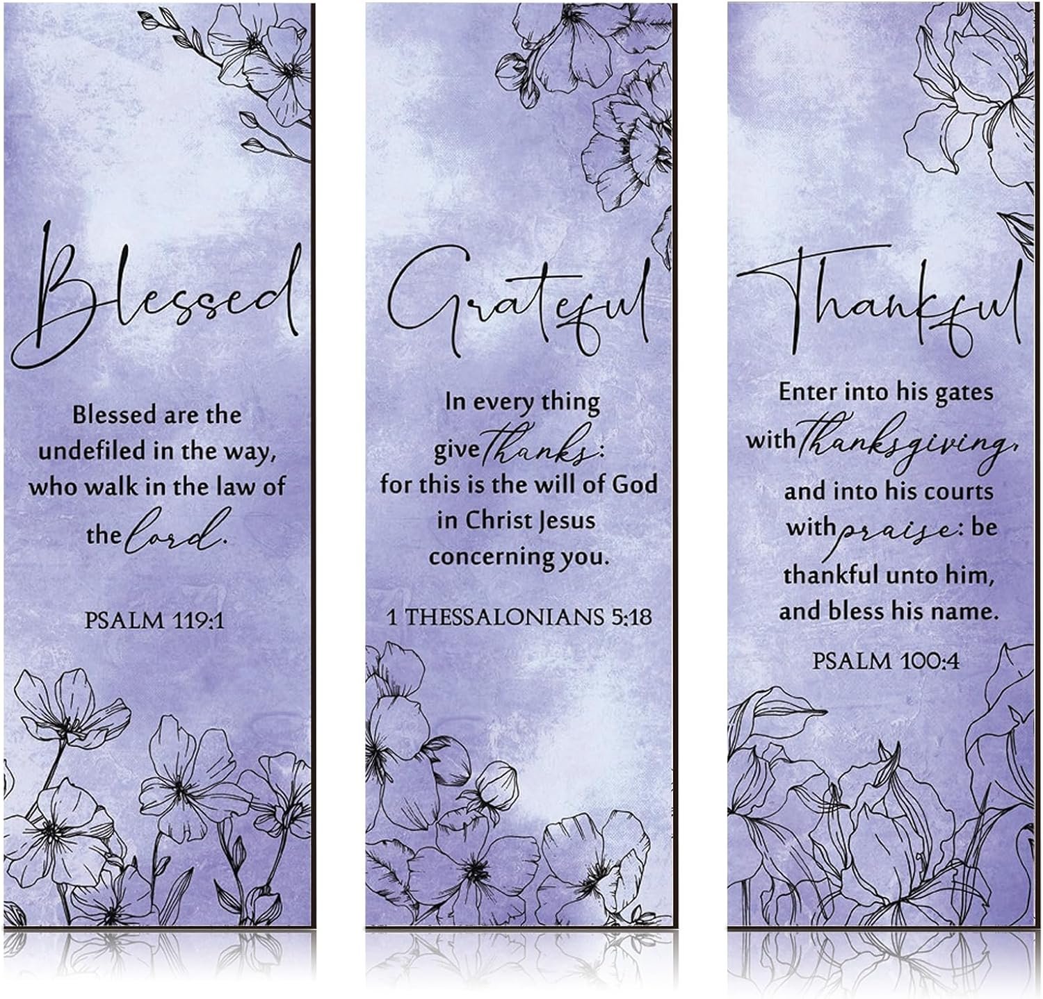 Qunclay 3 Pcs Woman Bible Verses Wall Art Pink and Purple Inspirational Christian Scripture Wall Art Thankful Blessed Grateful Motivational Floral Walls Decor for Bedroom Bathroom Living Room Decor