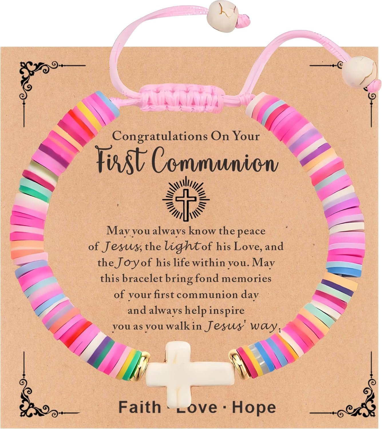 Cross Bracelet Baptism Gifts for Girl Kids Christian Graduation Gifts for Girls Teens Trendy Stuff Religious Christening Catholic Gifts Jesus Bracelets Daughter Niece First Communion Confirmation Gift