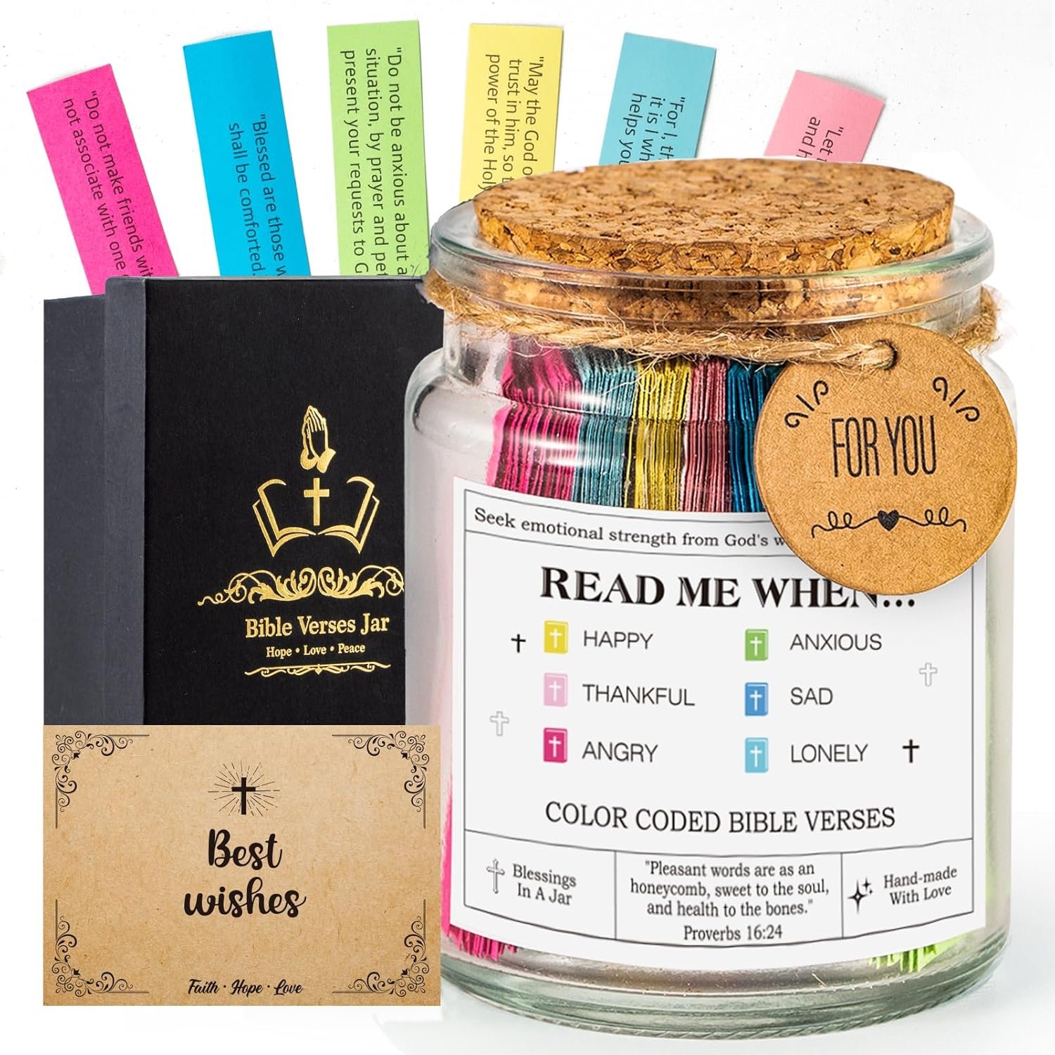 Bible Verse Jar(KJV) – Christian Gifts For Women, Men, Mom, Dad, Friend, Birthday Gifts For Women, Easter Basket Suffers, Christmas & Mother’s Day Gift, Graduation Gift- Prayer Jar Daily Encouragement
