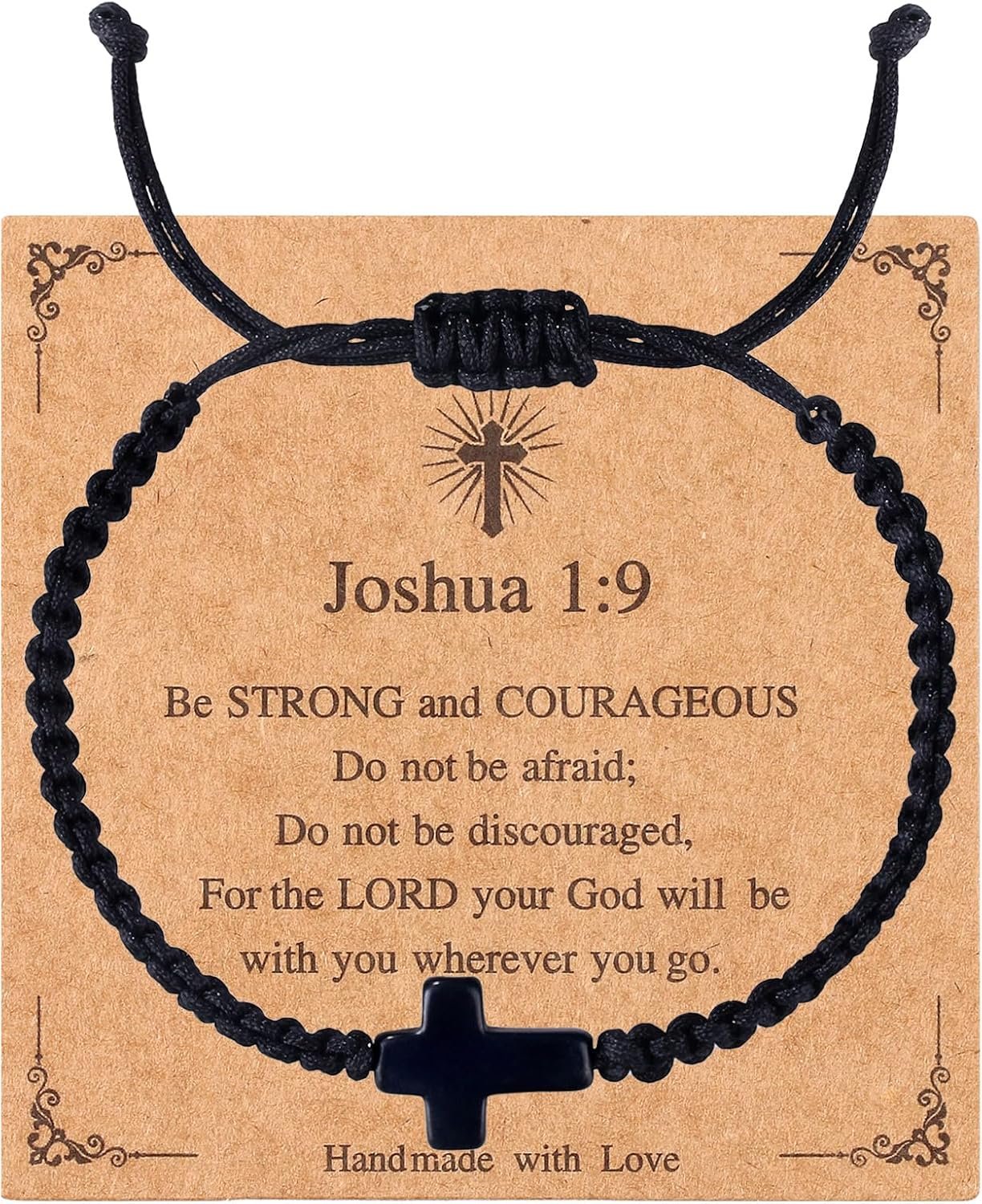 Handmade Letter Initial Bracelets A M K for Women Men Teens Cross Bracelet Black Rope Braided Jewelry Jesus Christian Bracelets Gift