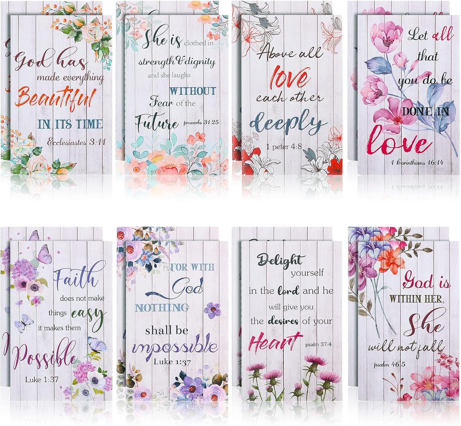 Containlol 16 Pcs Flower Daily Prayer Gift for Women, Bible Verse Notebooks Rustic Floral Inspirational Scripture Quotes Pocket Notepads, School Office, 4.9 x 3.1 Inches(Cute Style)