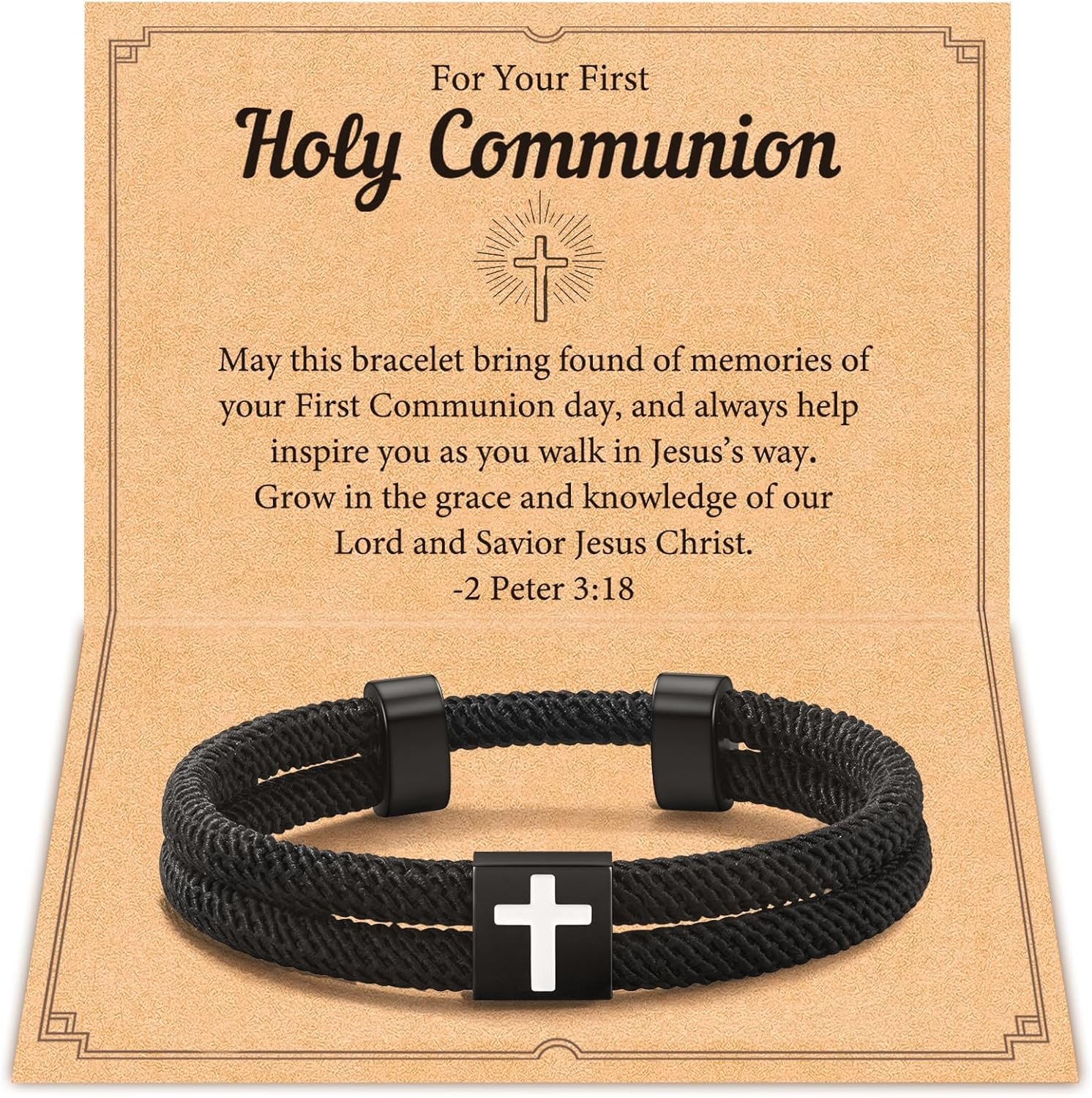 Shonyin Religious Catholic Gifts for Teens Boys Men, Adjustable Faith Cross Bracelet for Males, Confirmation First Communion Easter Gift for Son, Grandson, Nephew, Brother, Bonus Son, Brother-in-law
