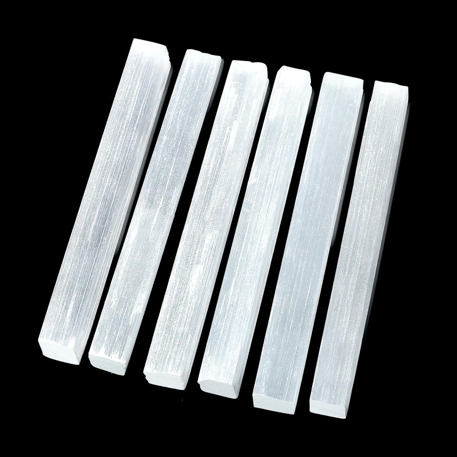 XIANNVXI 4inch Selenite Crystal 6PCS Selenite Sticks Wand Crystals Bulk for Healing Reiki Metaphysical Energy Drawing Protection Wiccan Altar Supplies Crystal for Witchcraft