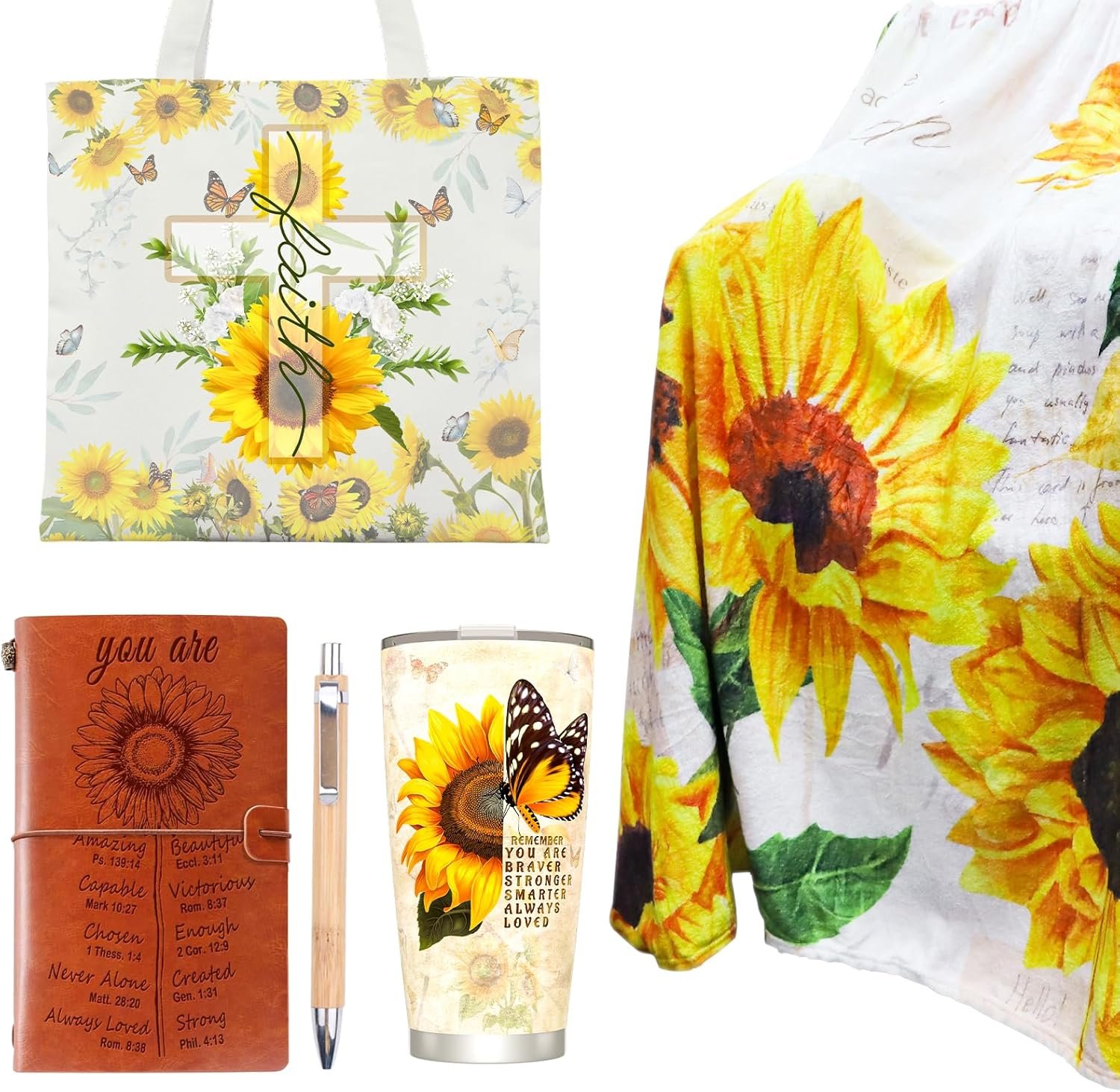 Christian Gifts for Women Faith, Religious Inspirational Sunflower Gifts for Mother’s Day Birthday Christmas, Spiritual Sunshine Gift Box for Mom Grandma Wife Girlfriend Coworker Friend