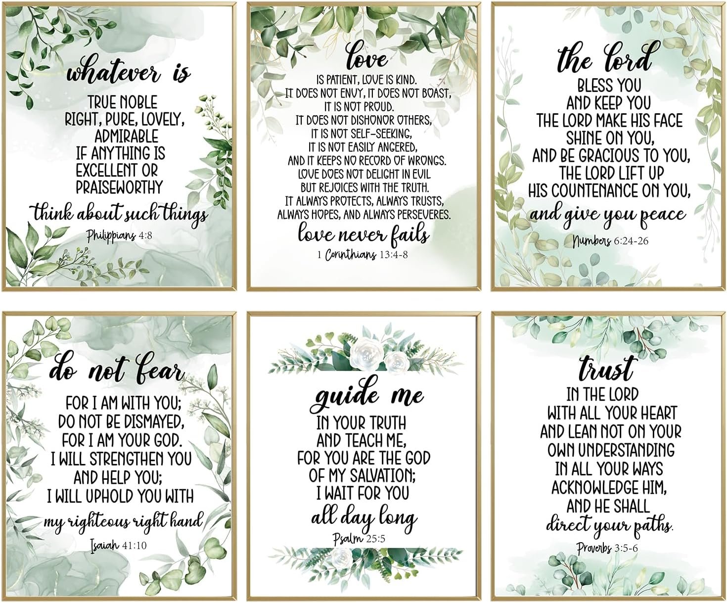 MTL HOE Scripture Wall Art Christian Wall art Poster- Eucalyptus Bible Verse Wall Art Set of 6 (8×10) Christian Wall Decor – Positive Quotes Bible Scripture Wall Art, Christian Art Prints Wall Decor