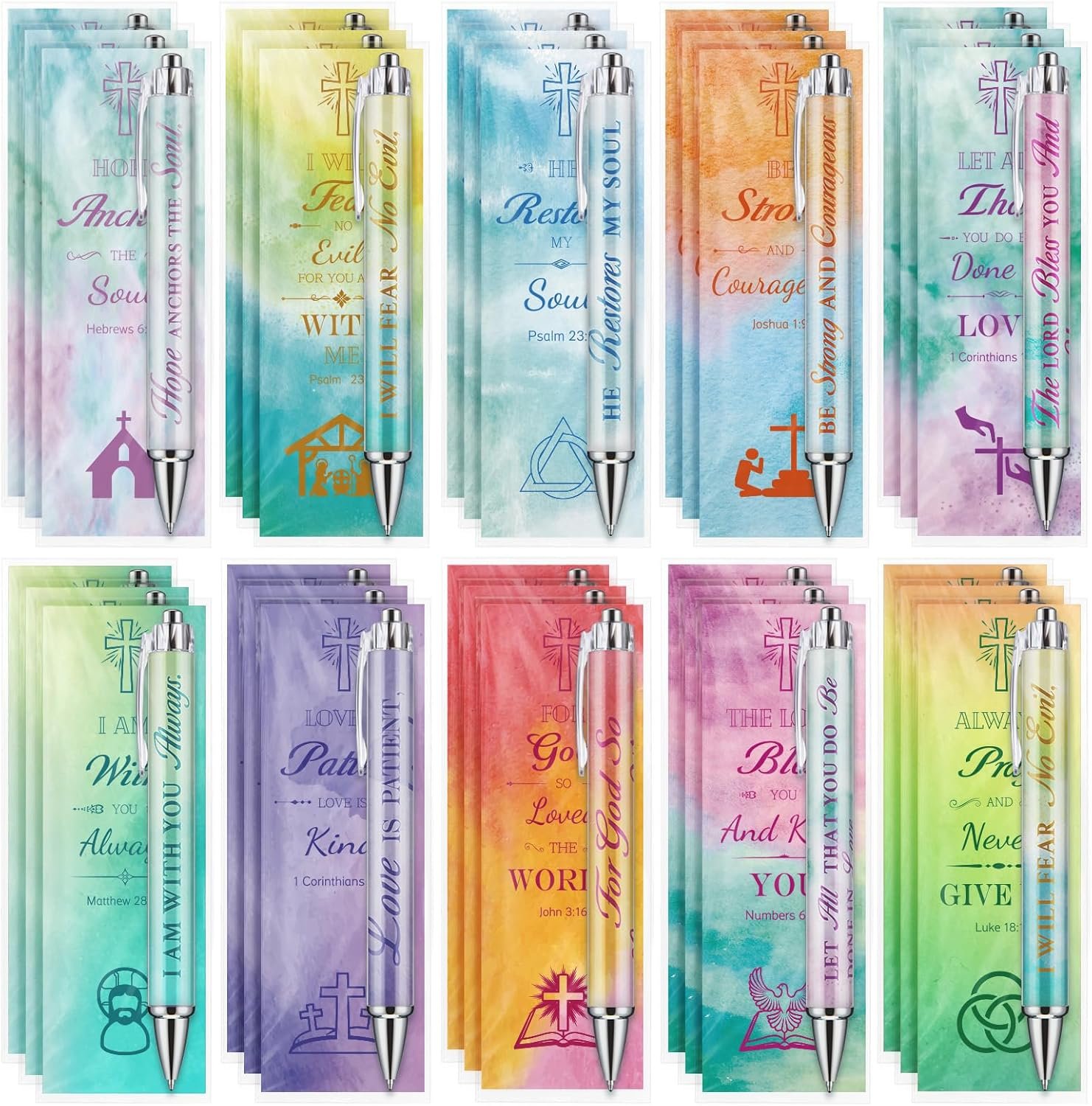 30 Sets Easter Christian Bible Verse Pens Gifts Bulk Pens Bookmarks Religious Favors Prayers Christian Women Gifts Bulk Church Items Scripture Black Ink Ballpoint Stylus Pen(Classic Style)