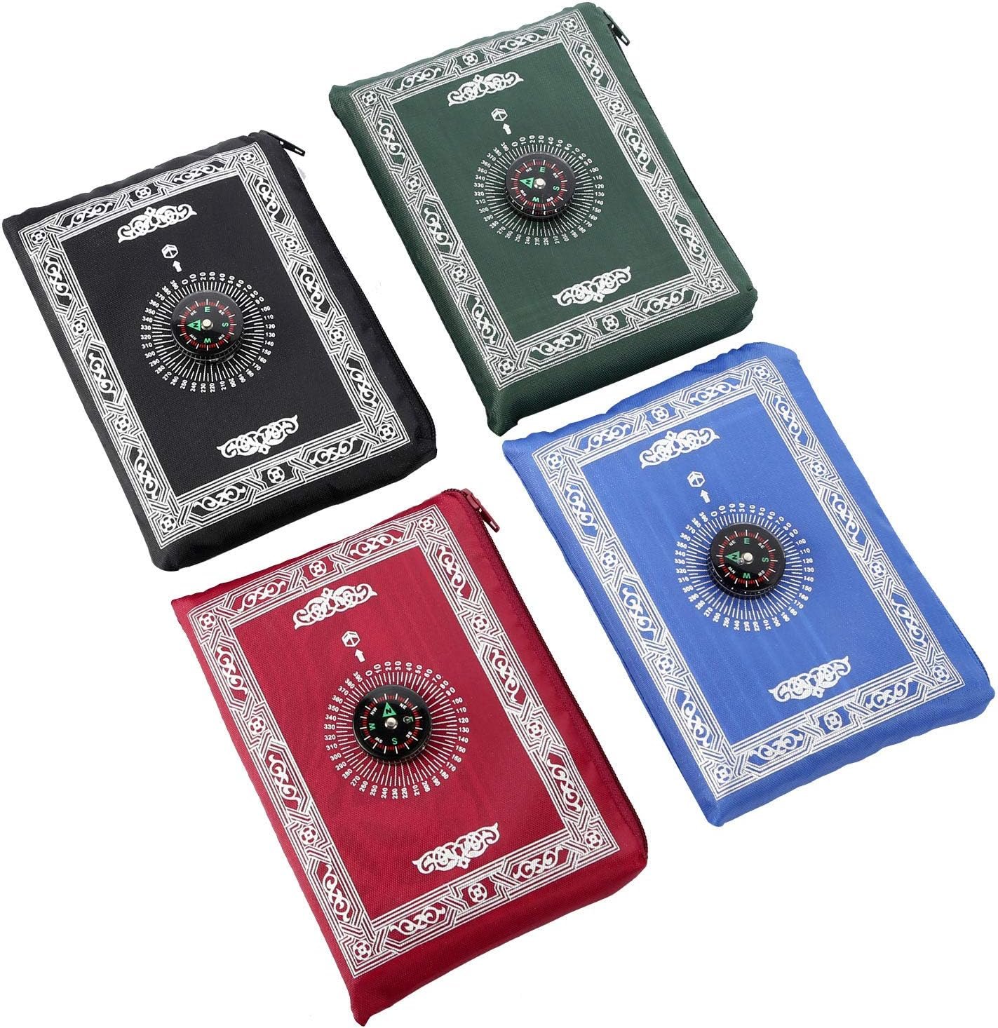 Anlising 4 Pieces Portable Travel Prayer Mat with Compass, Waterproof Polyester Prayer Rug, Muslim Travel Prayer Mat, for Ramadan Gifts (60cm×100cm)