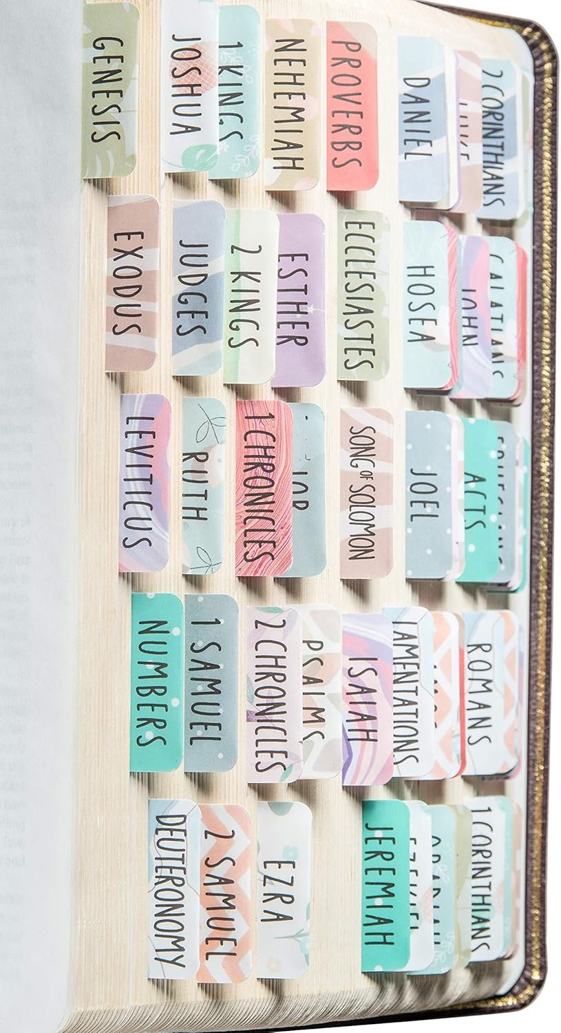 DiverseBee Laminated Bible Tabs (Large Print, Easy to Read), Personalized Bible Journaling Tabs, 66 Book Tabs and 6 Blank – Uniform Theme